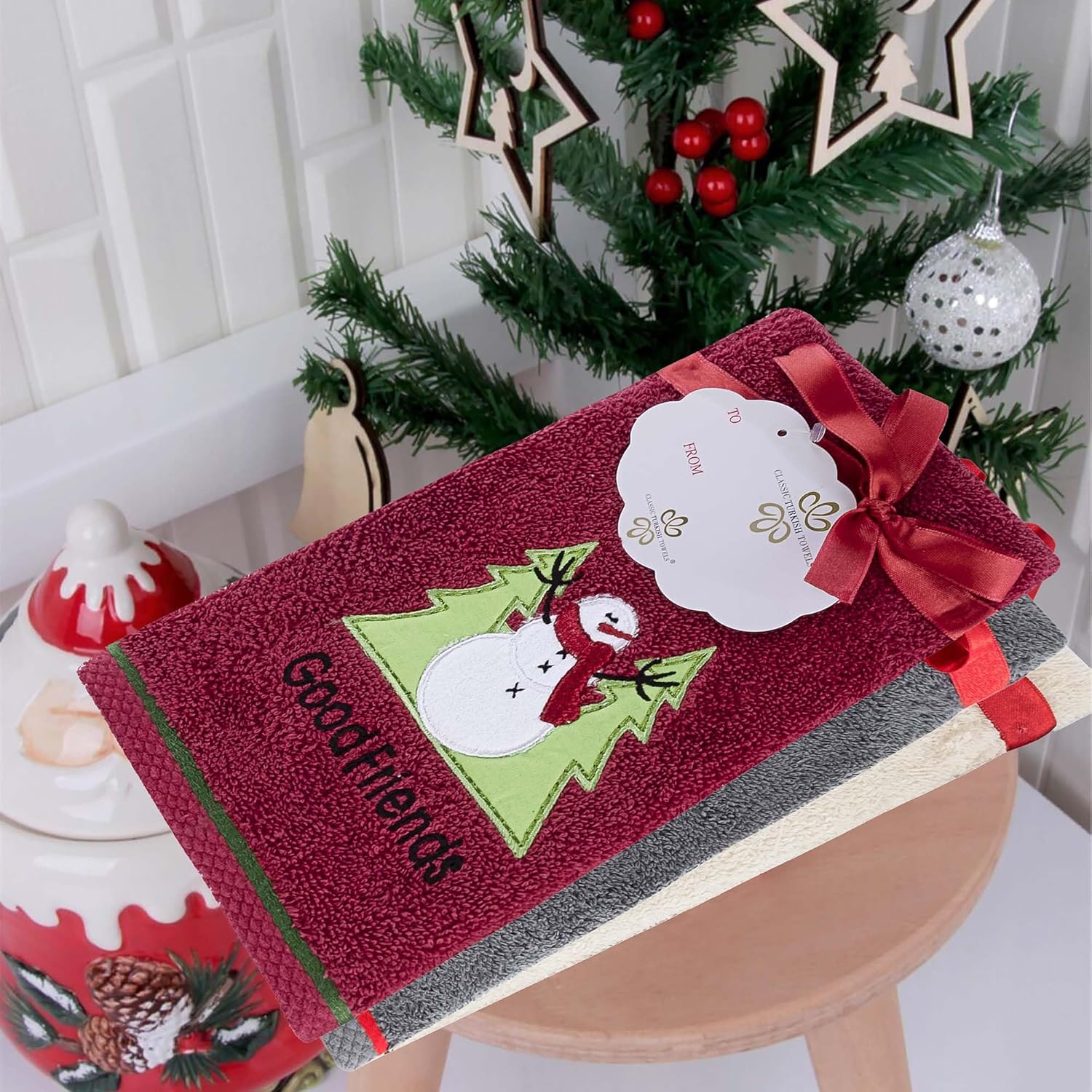 Premium 6-Piece Turkish Cotton Christmas Towel Set - Soft, Absorbent, Holiday Bathroom Decor - Image 7