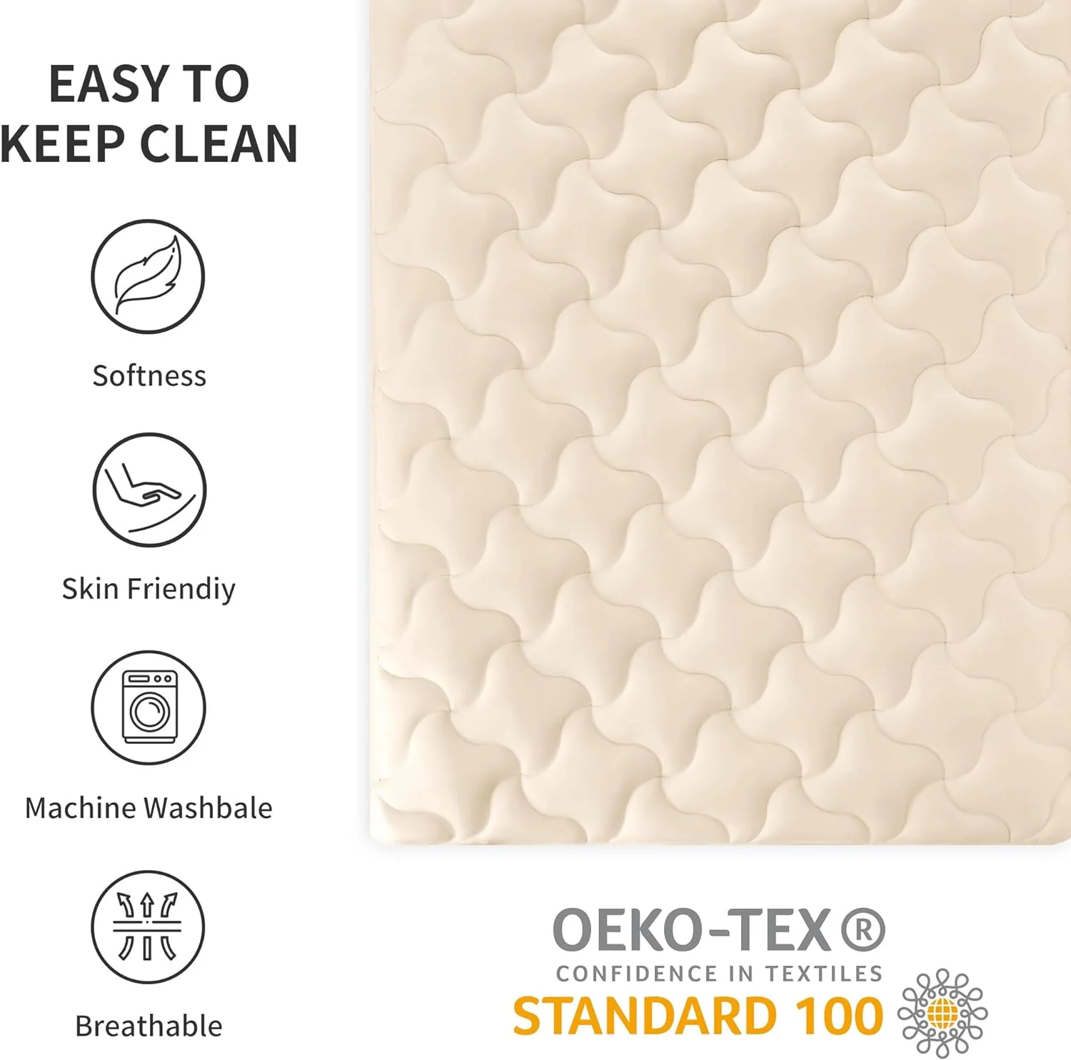 Premium Cooling Mattress Pad Beige - Image 2