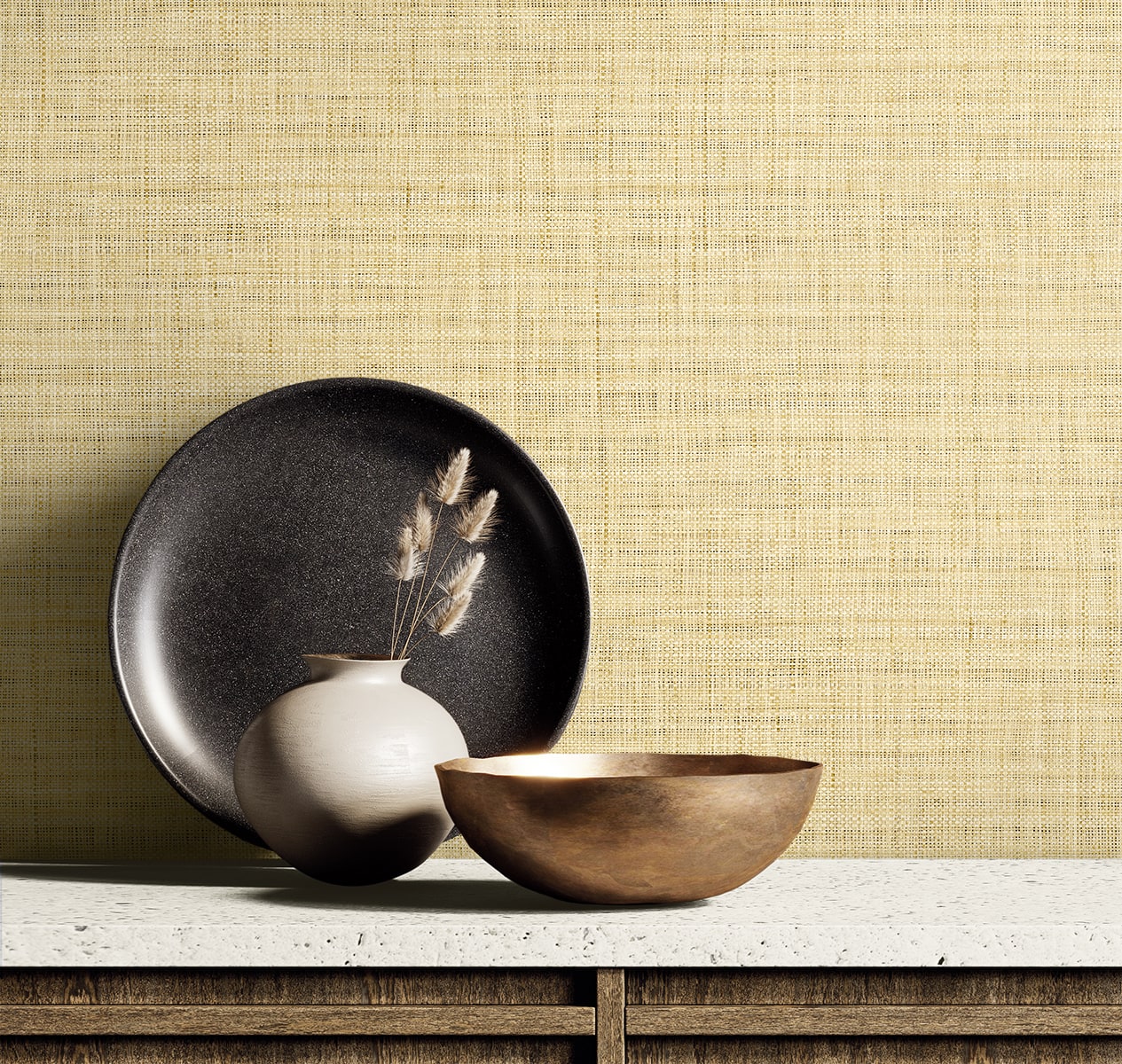 Raffia Harvest Twine Faux Weave Embossed Vinyl Unpasted Wallpaper - Image 12