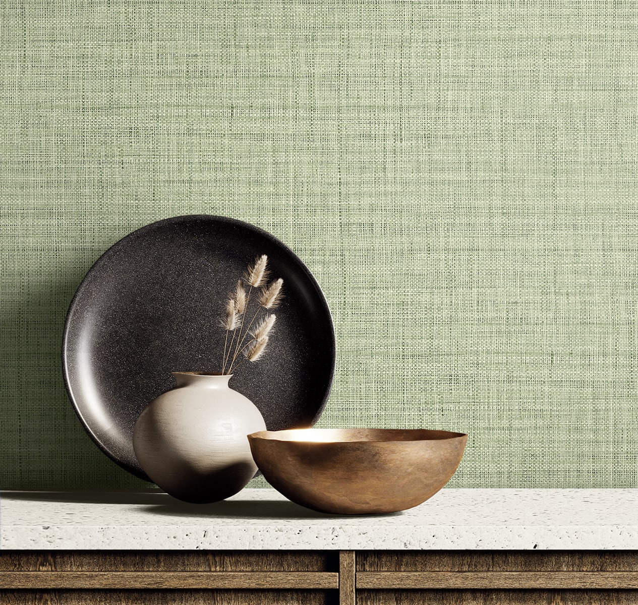 Raffia Harvest Twine Faux Weave Embossed Vinyl Unpasted Wallpaper - Image 24