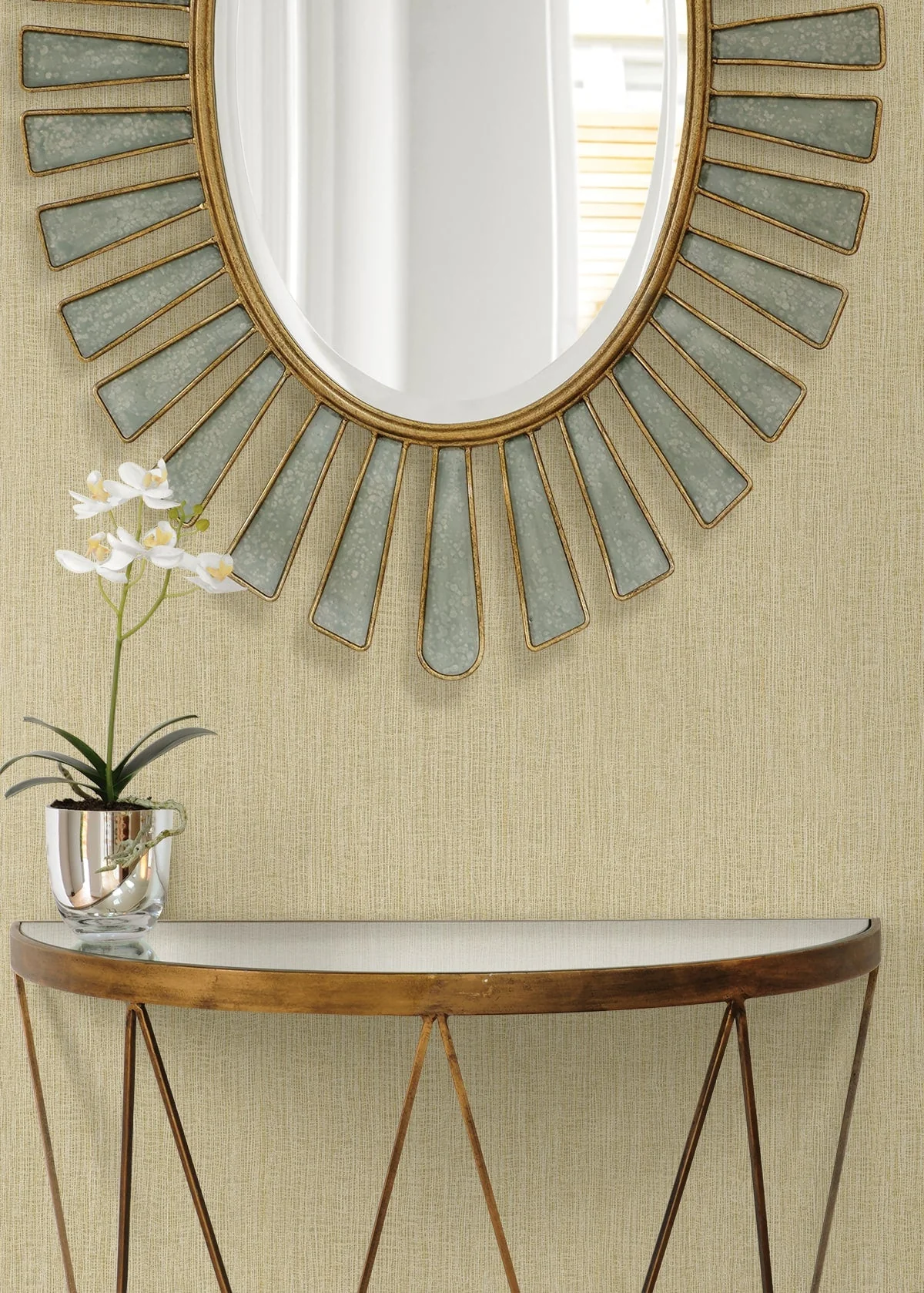 Raffia Natural Tether Embossed Vinyl Unpasted Wallpaper - Image 13