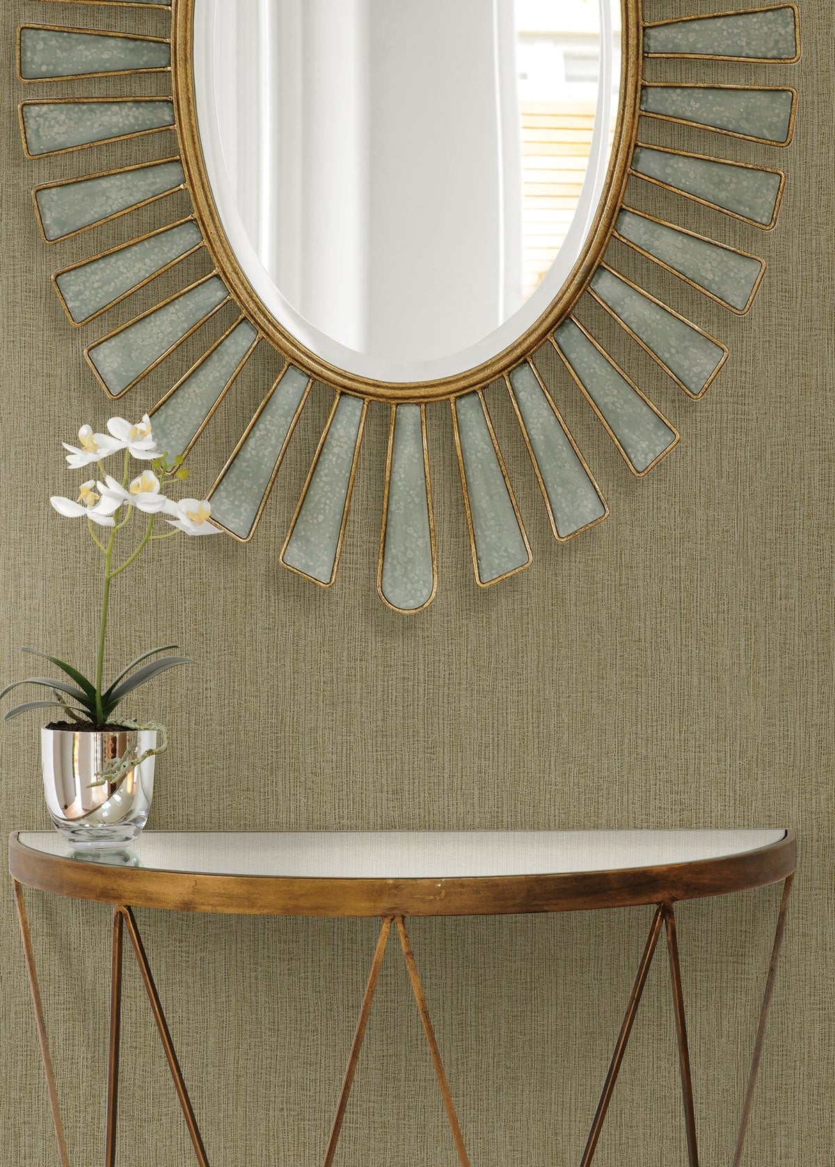Raffia Natural Tether Embossed Vinyl Unpasted Wallpaper - Image 3
