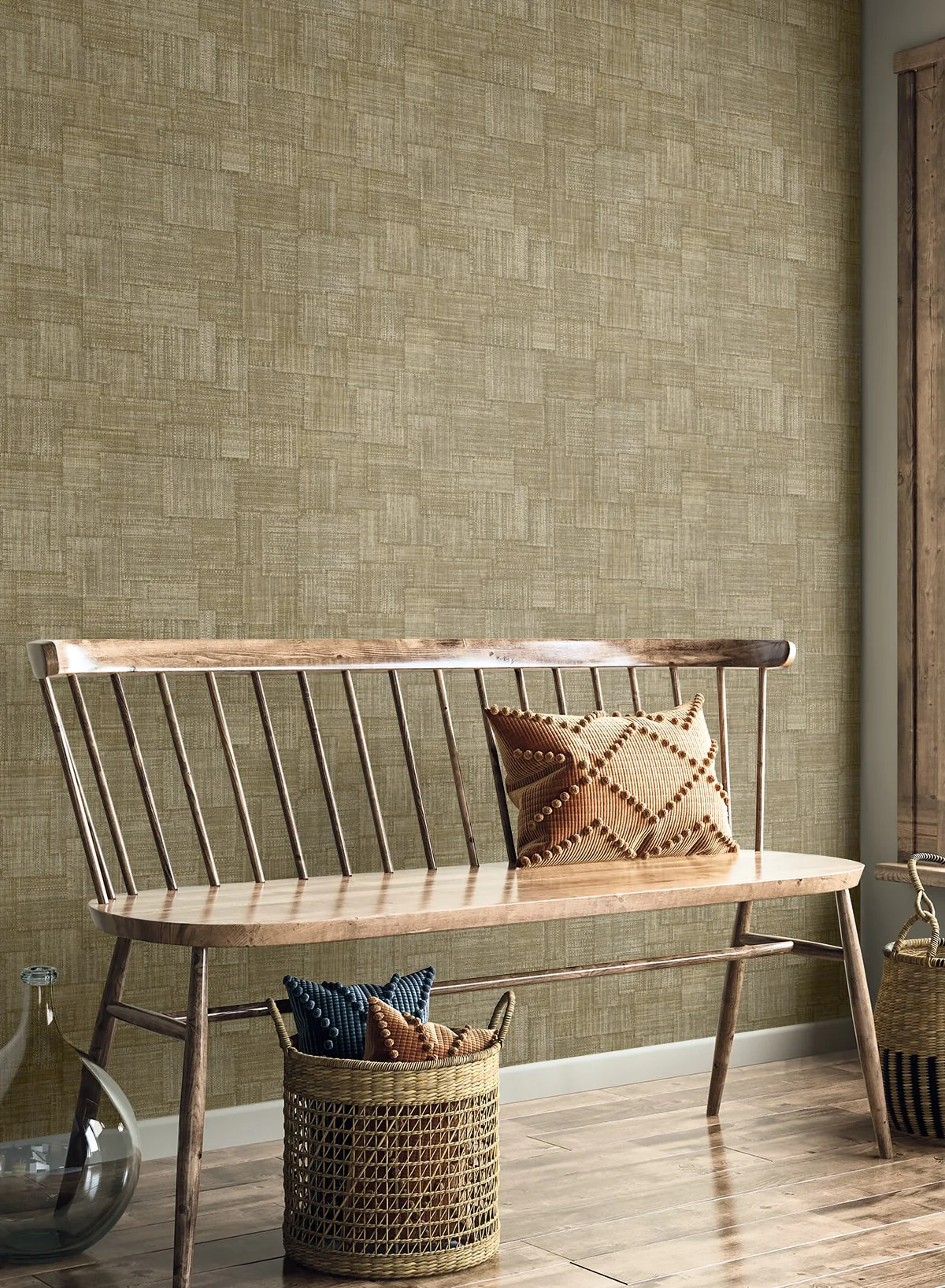 Raffia Woven Blocks Embossed Vinyl Unpasted Wallpaper - Image 19