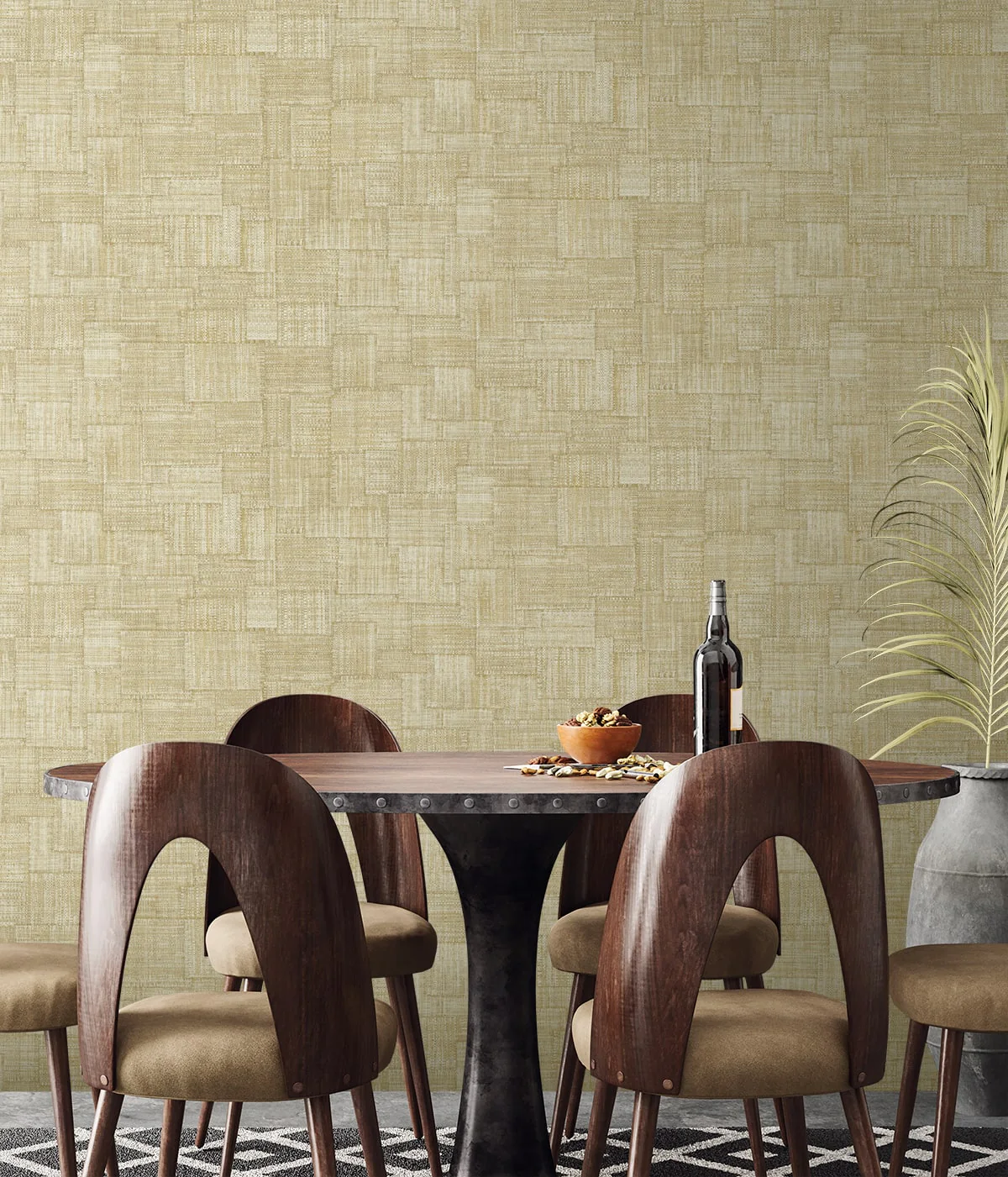 Raffia Woven Blocks Embossed Vinyl Unpasted Wallpaper - Image 21