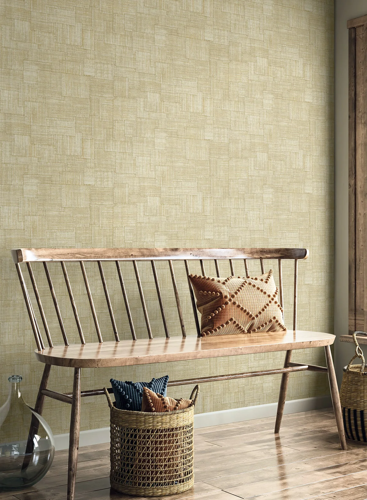 Raffia Woven Blocks Embossed Vinyl Unpasted Wallpaper - Image 22