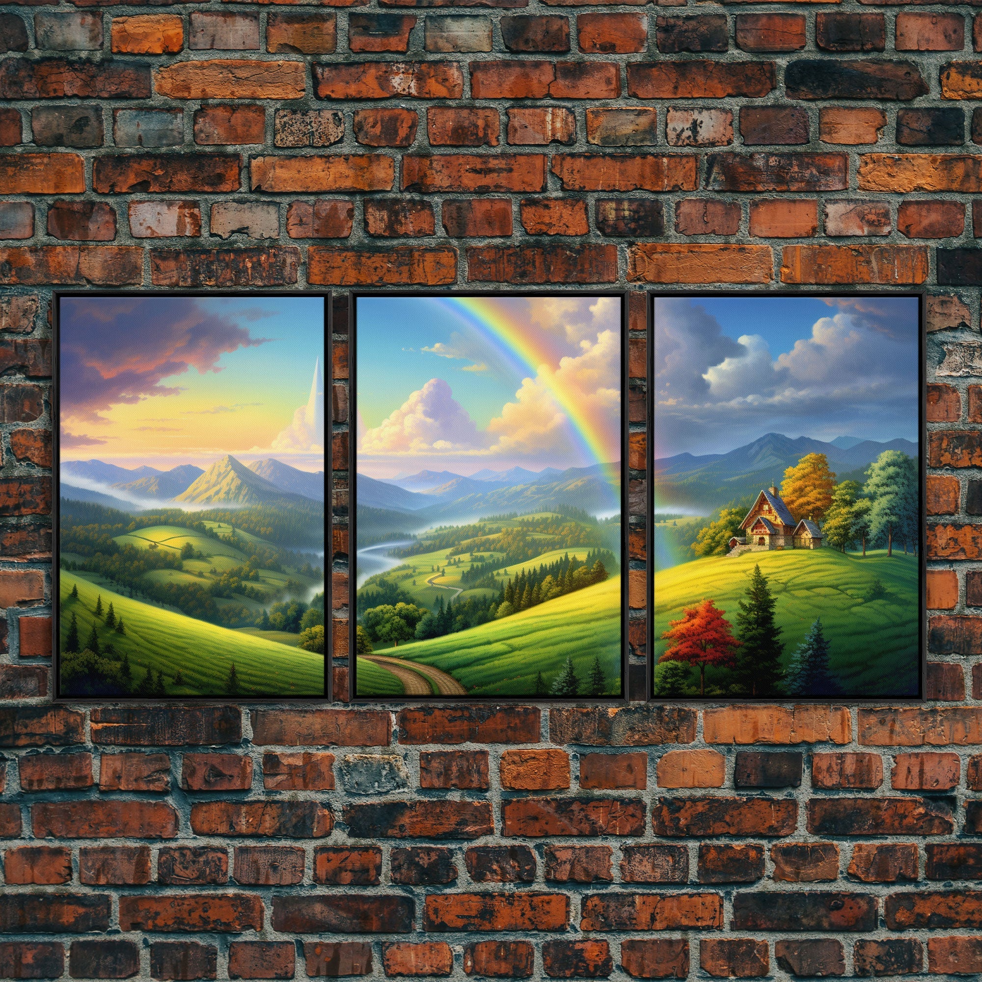 Rainbow Wall Art, Canvas Print, 3 Piece Wall Art - Image 3