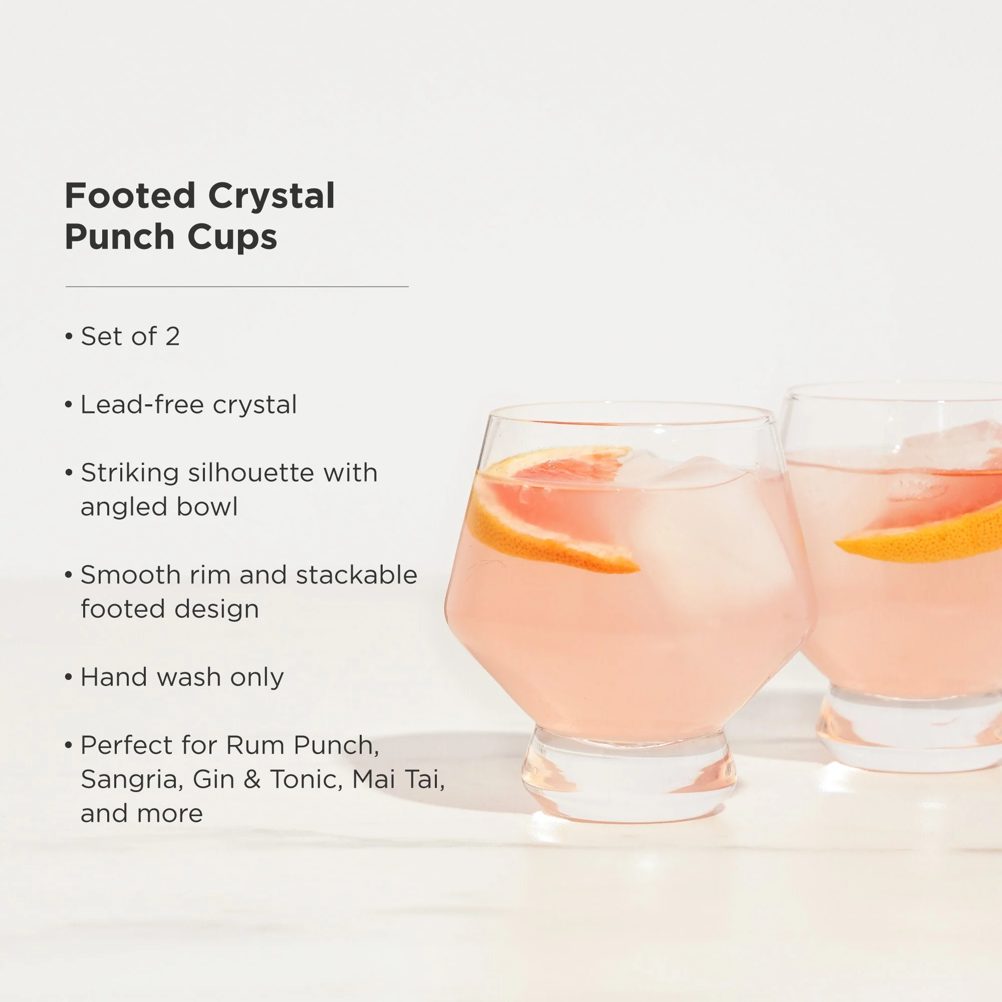 Raye Footed Crystal Punch Glasses Set of 2 - Image 5
