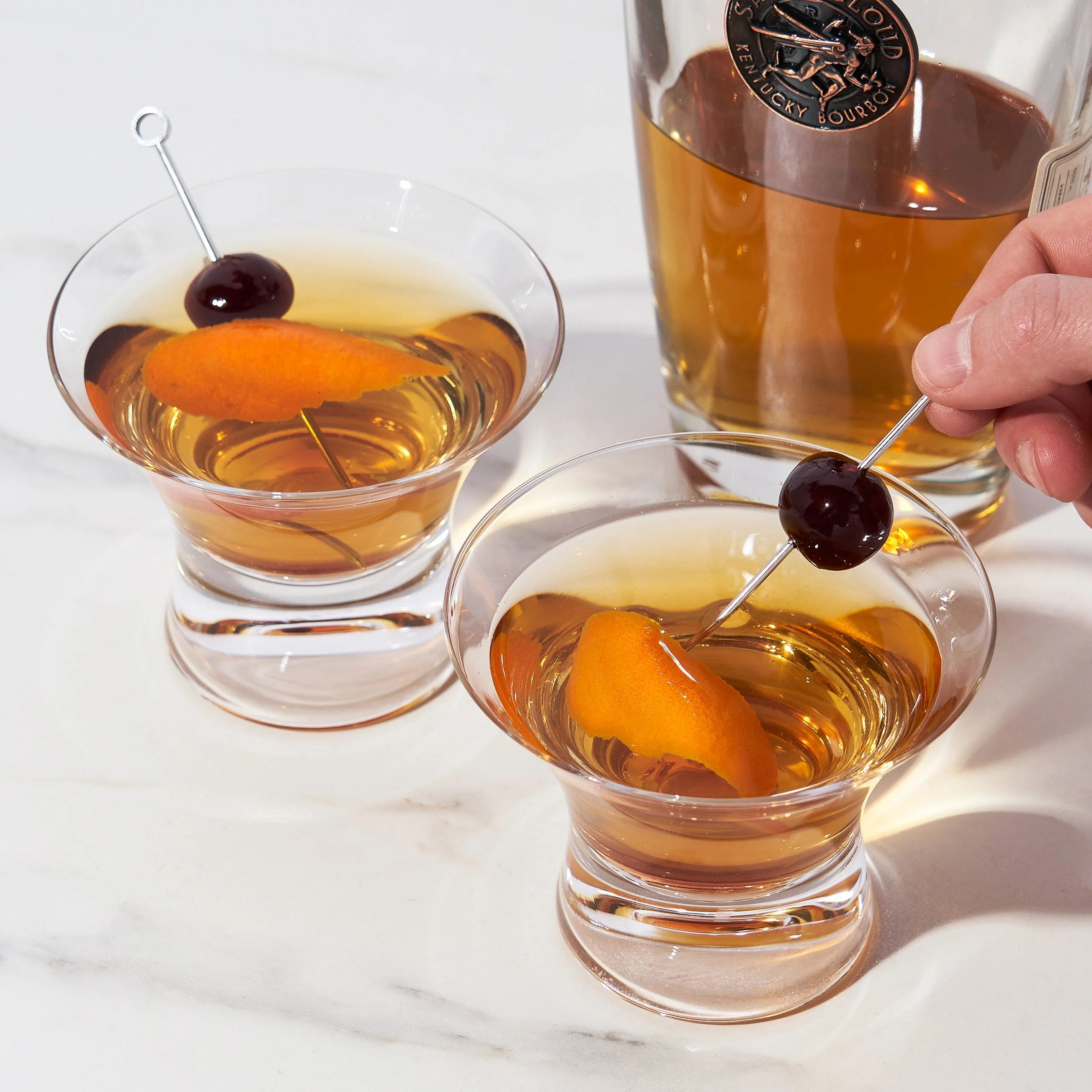 Raye Heavy Base Stemless Crystal Manhattan Glasses Set of 2 - Image 3