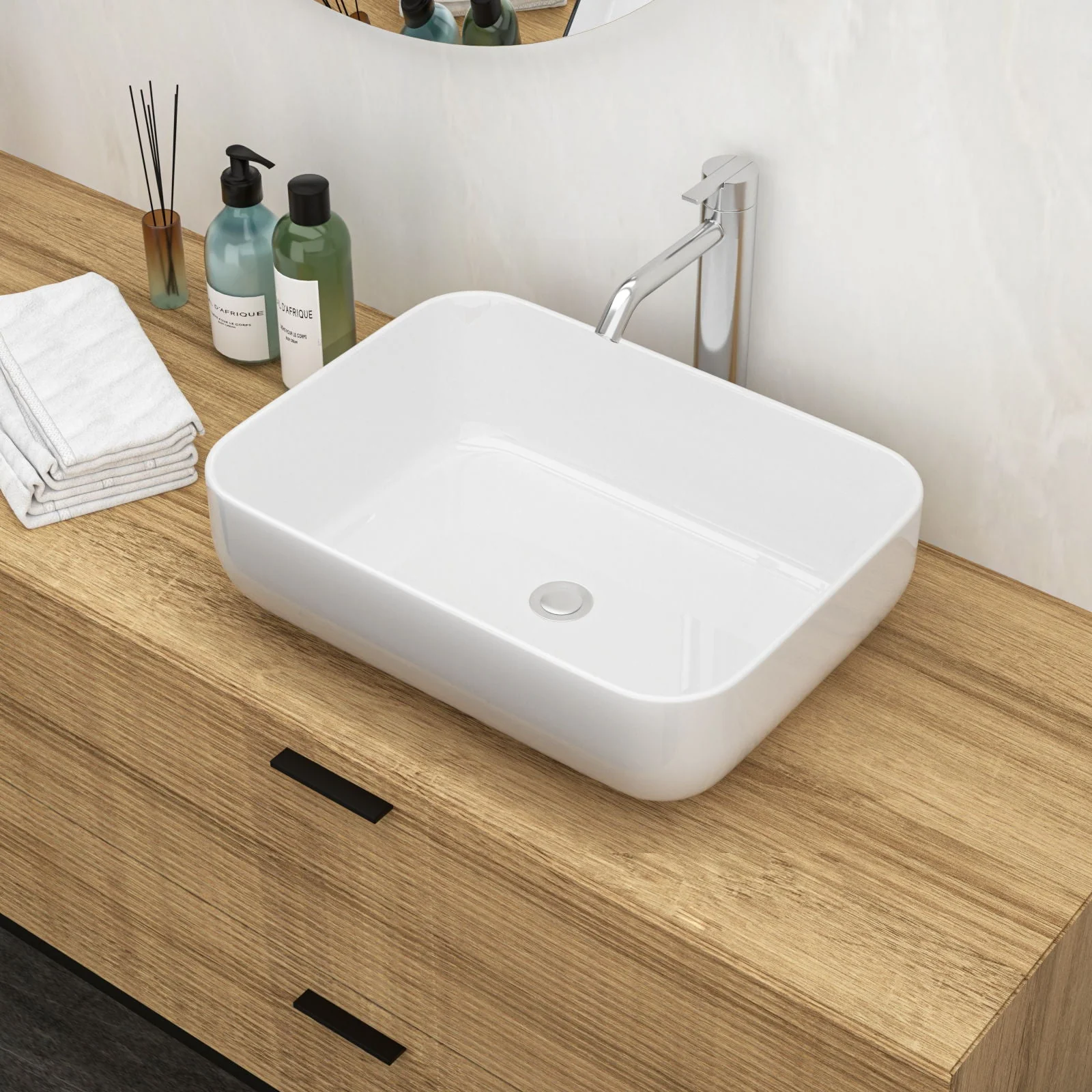 Rectangular Vessel Bathroom Sink - White by Couch - Image 4