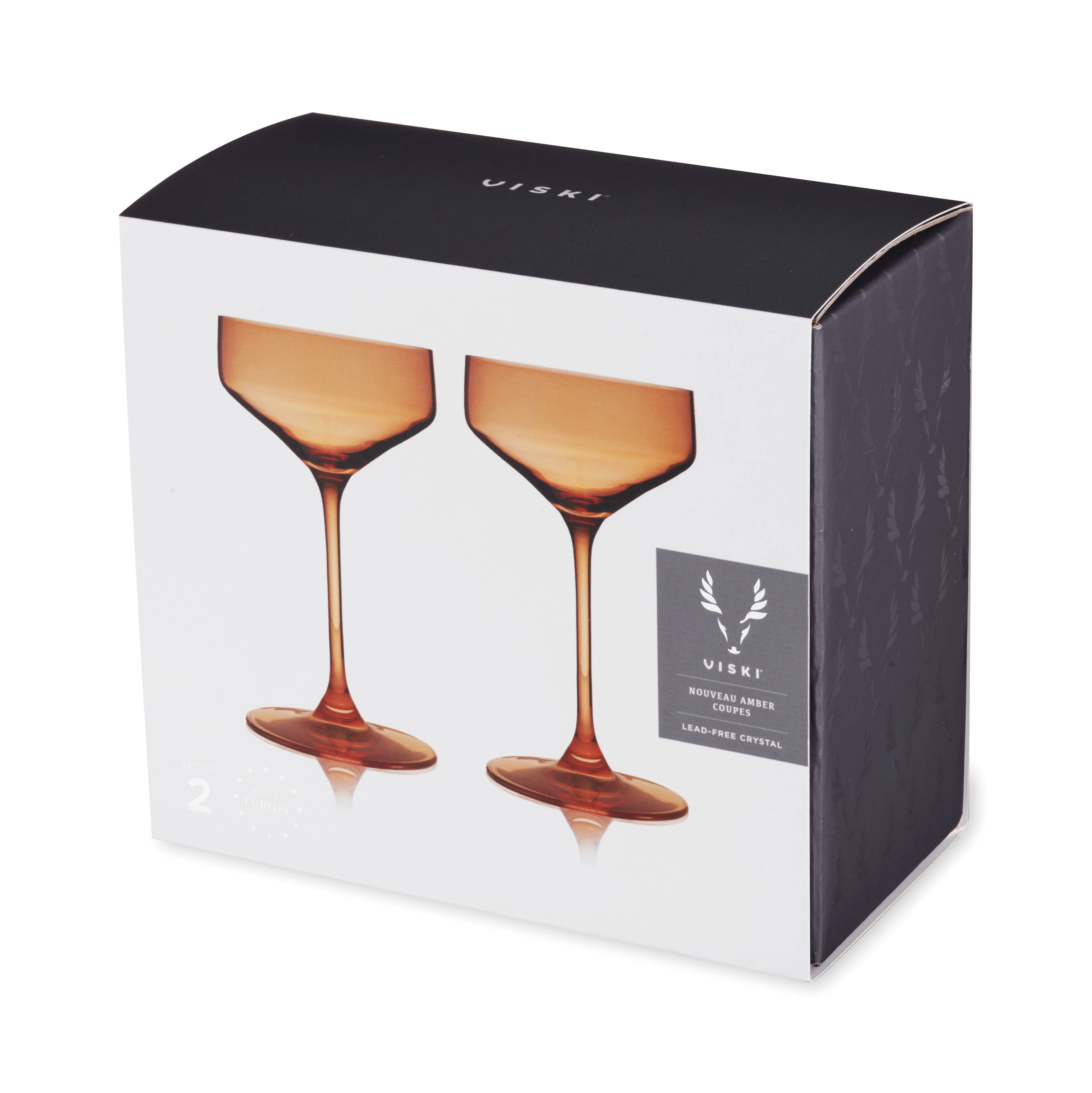 Reserve Nouveau Crystal Coupe Glasses in Amber Set of 2 - Image 7