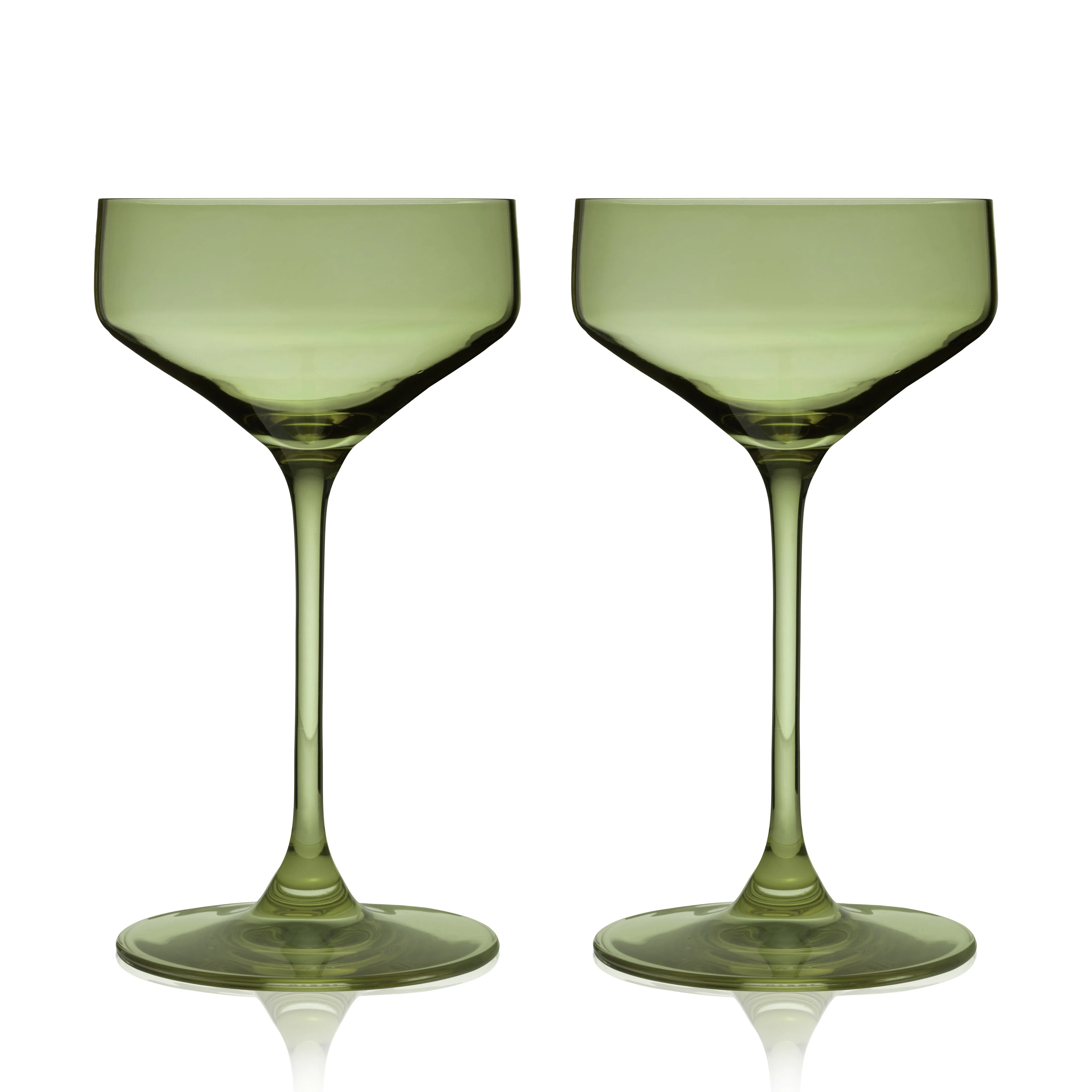 Reserve Nouveau Crystal Coupe Glasses in Sage Set of 2 - Image 4