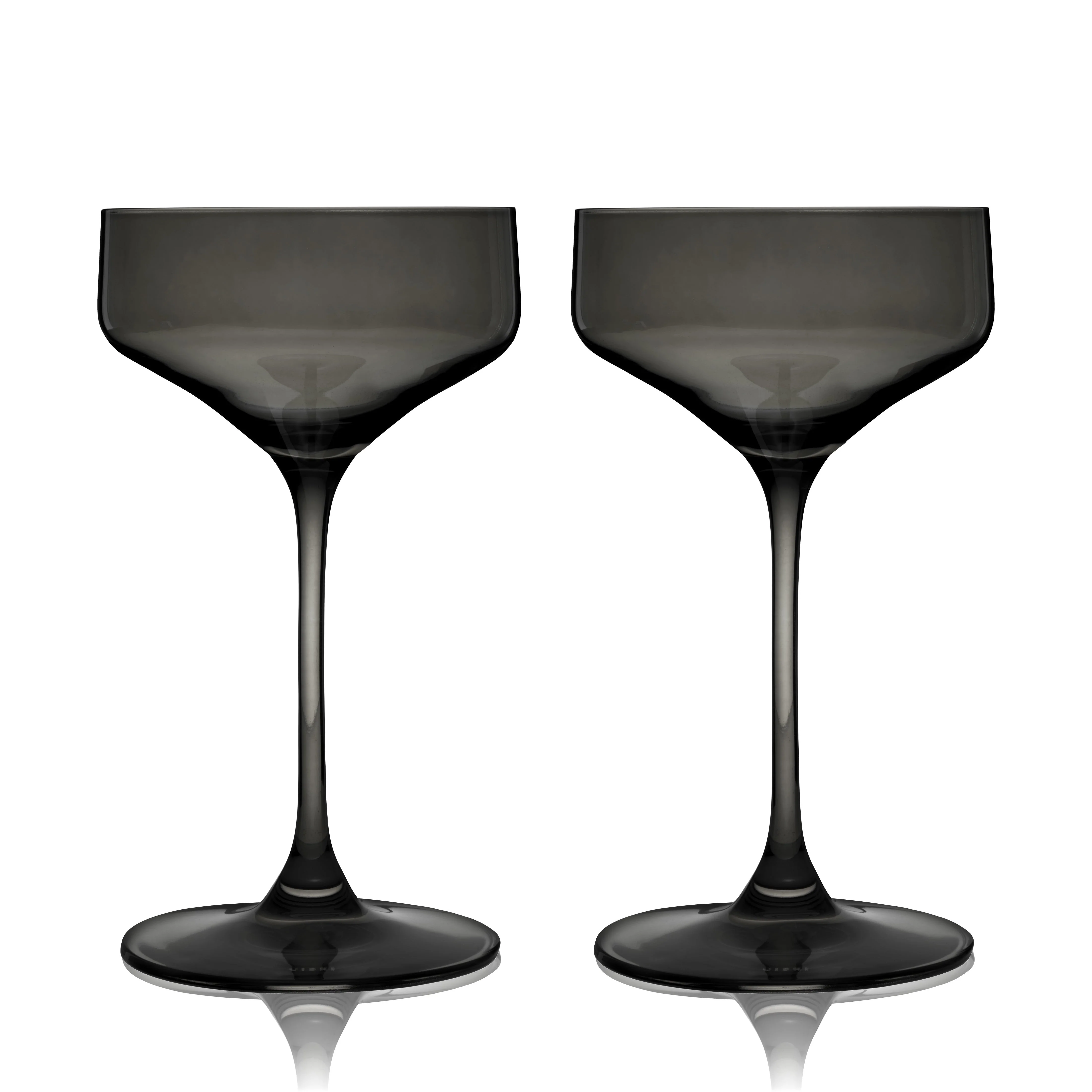 Reserve Nouveau Crystal Coupe Glasses in Smoke Set of 2 - Image 4