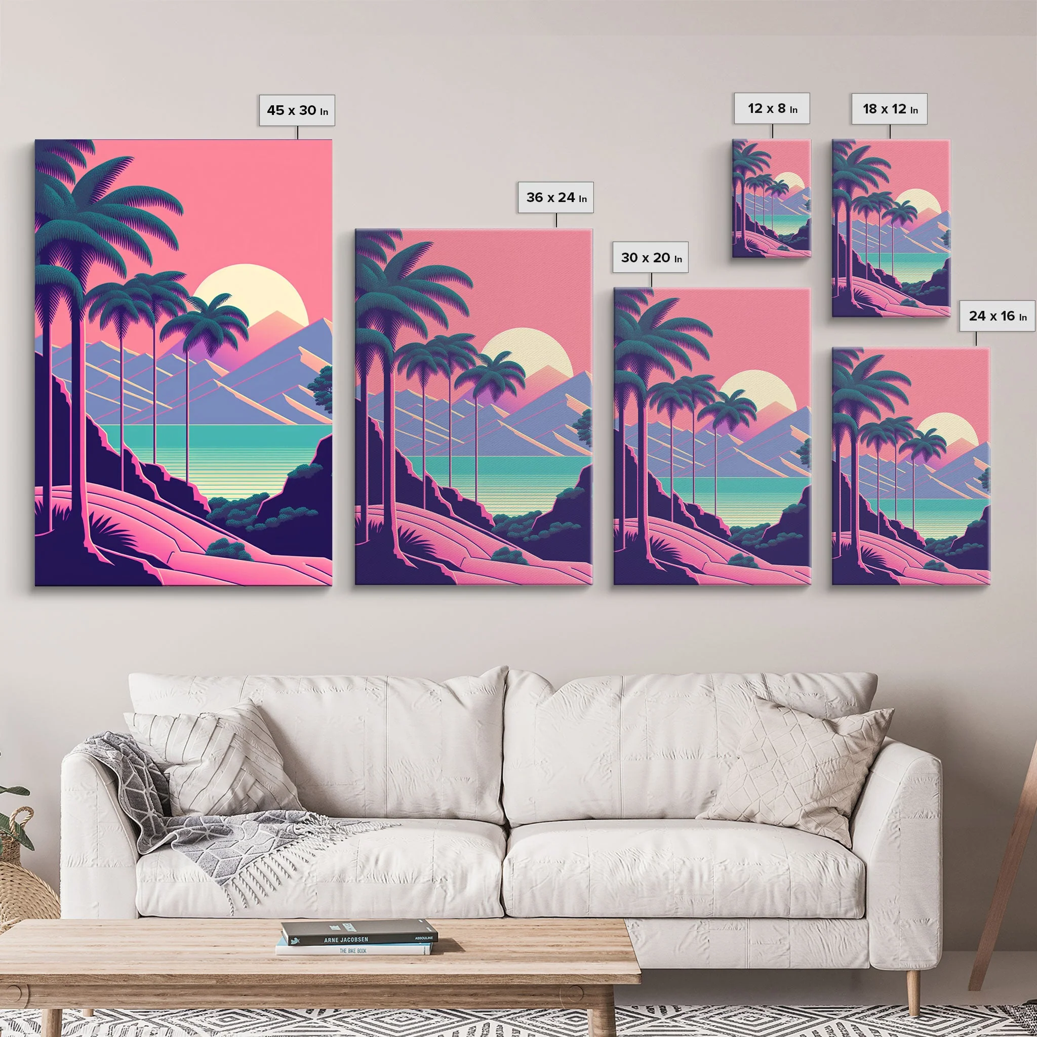 Retro 80s Style Art, 3 Panel Framed Canvas Prints - Image 7
