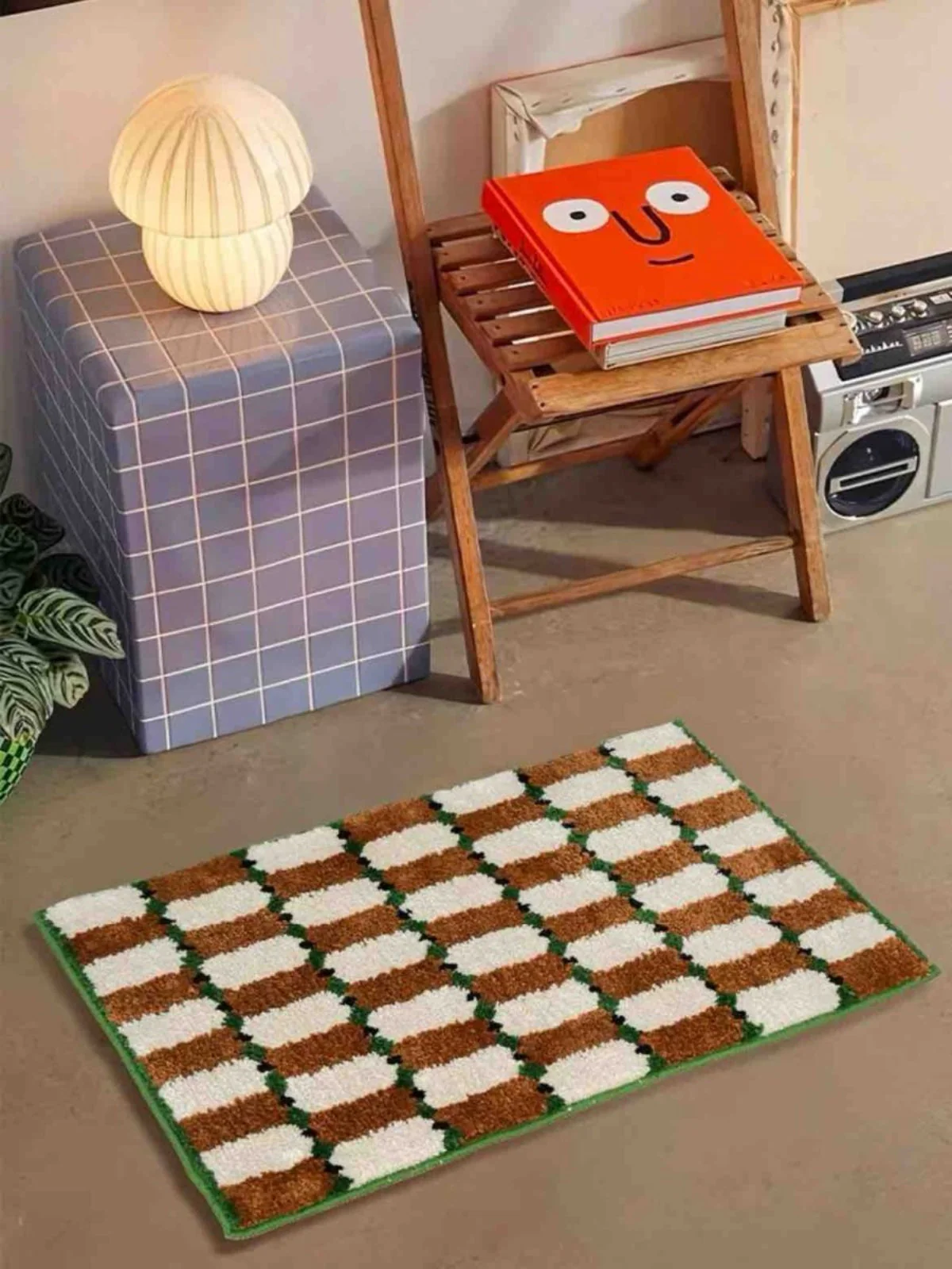 Retro Checker Bath Rug, Ultra Soft & Absorbent - Image 4
