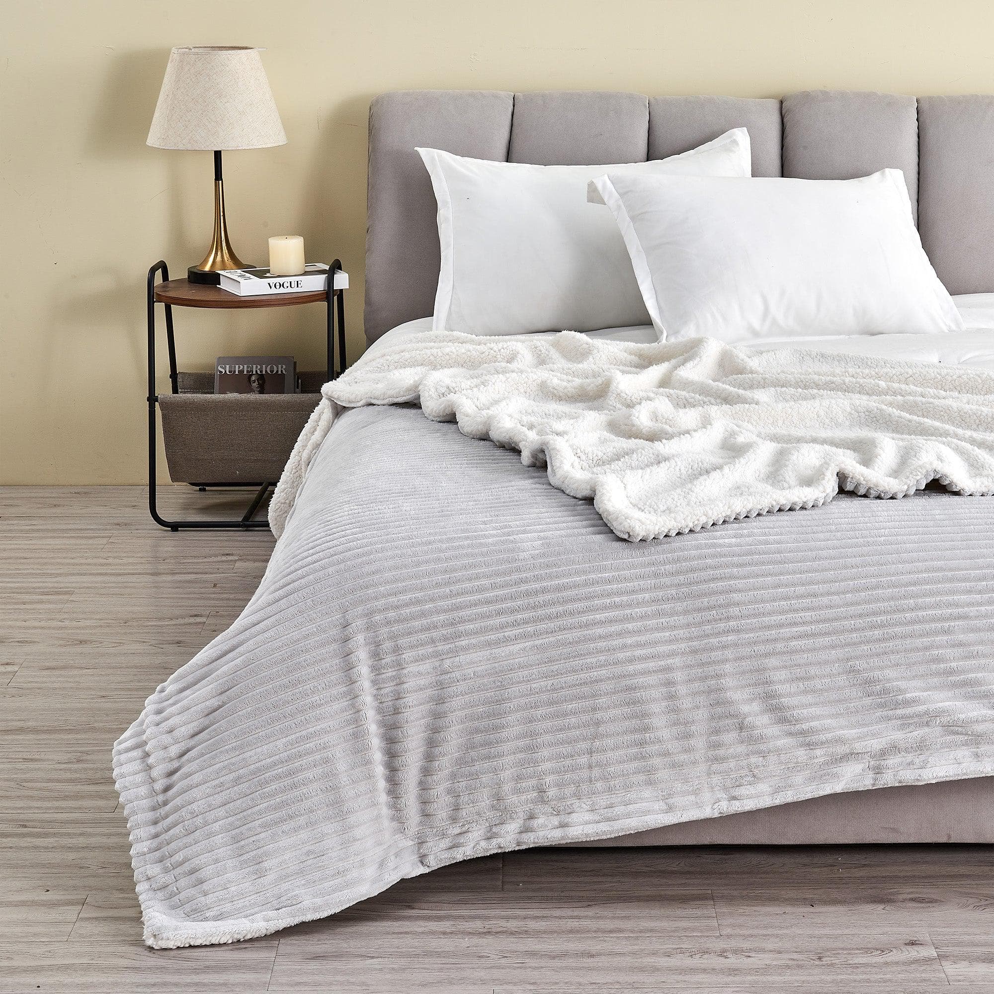 Ribbed Sherpa Throw Blanket - Corduroy Collection - Image 30