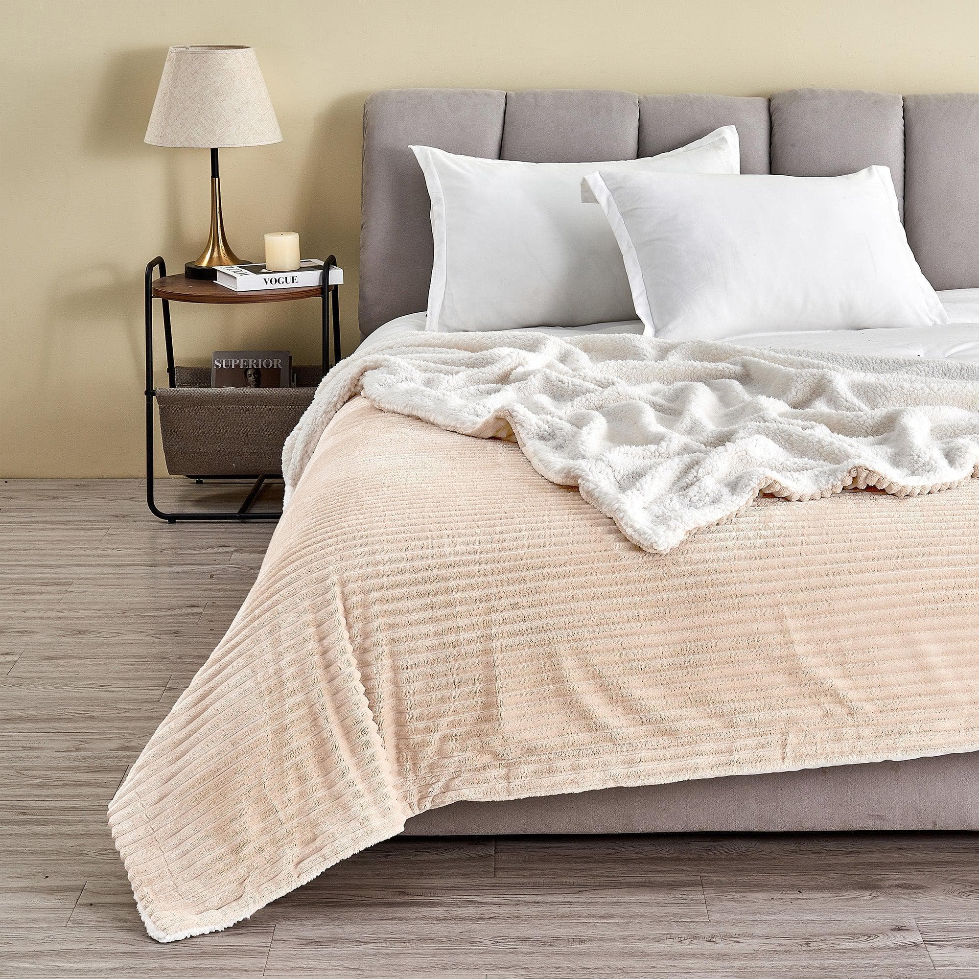 Ribbed Sherpa Throw Blanket - Corduroy Collection - Image 6