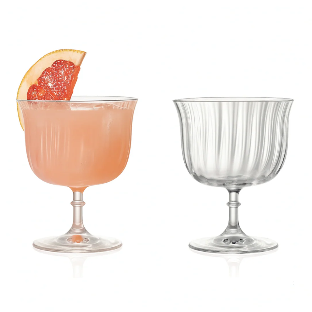 Rims Orient-Coupe Dessert/Paloma Ribbed Martini & Wine Glasses - (Lotus) - 9.25oz - Image 2