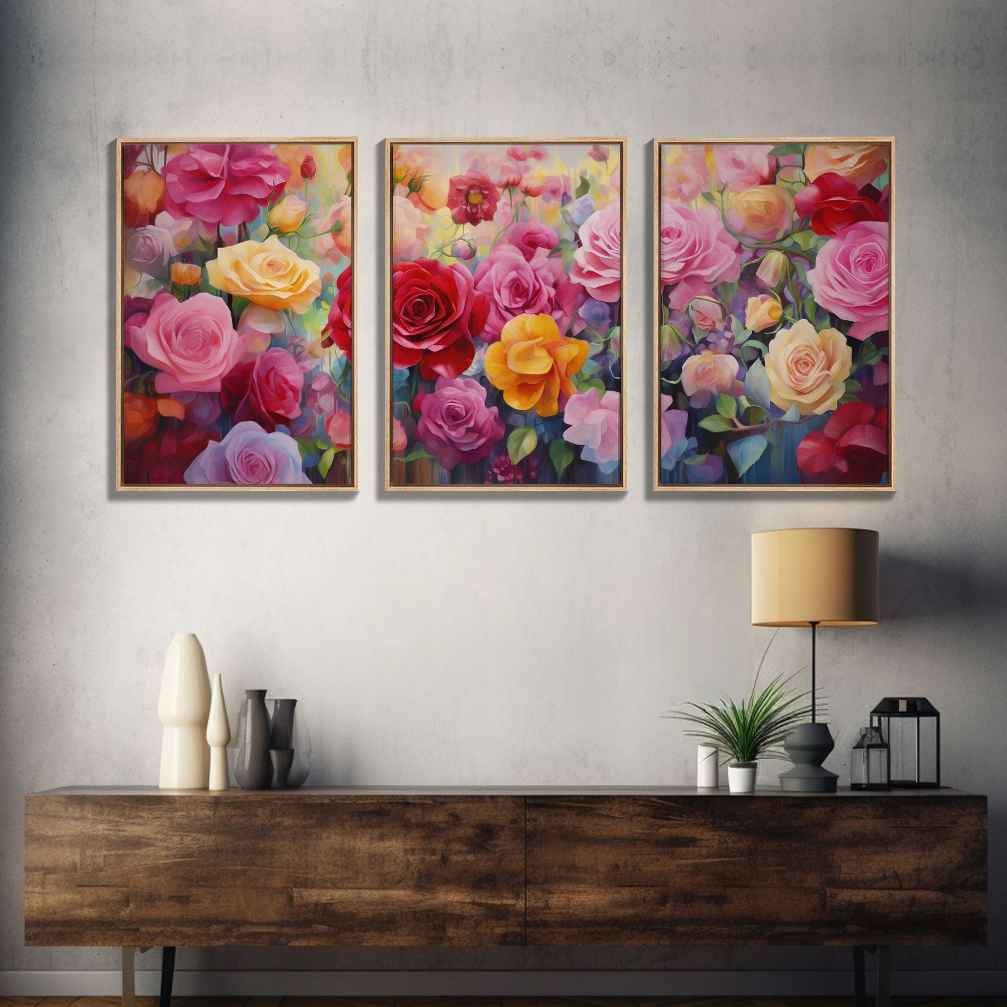 Roses Wall Art, Canvas Print, 3 Piece Wall Art - Image 12