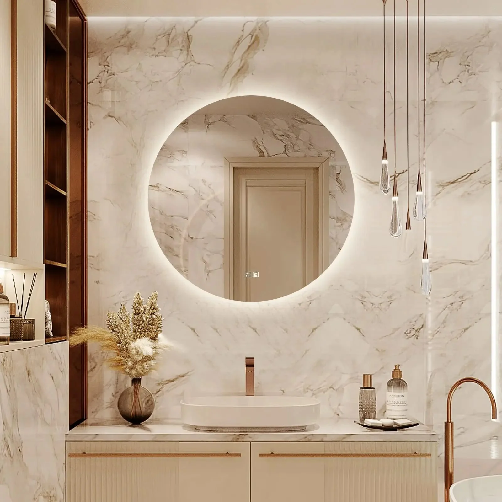 Round Backlit LED Vanity Mirrors With Dimmable Lights - Image 10