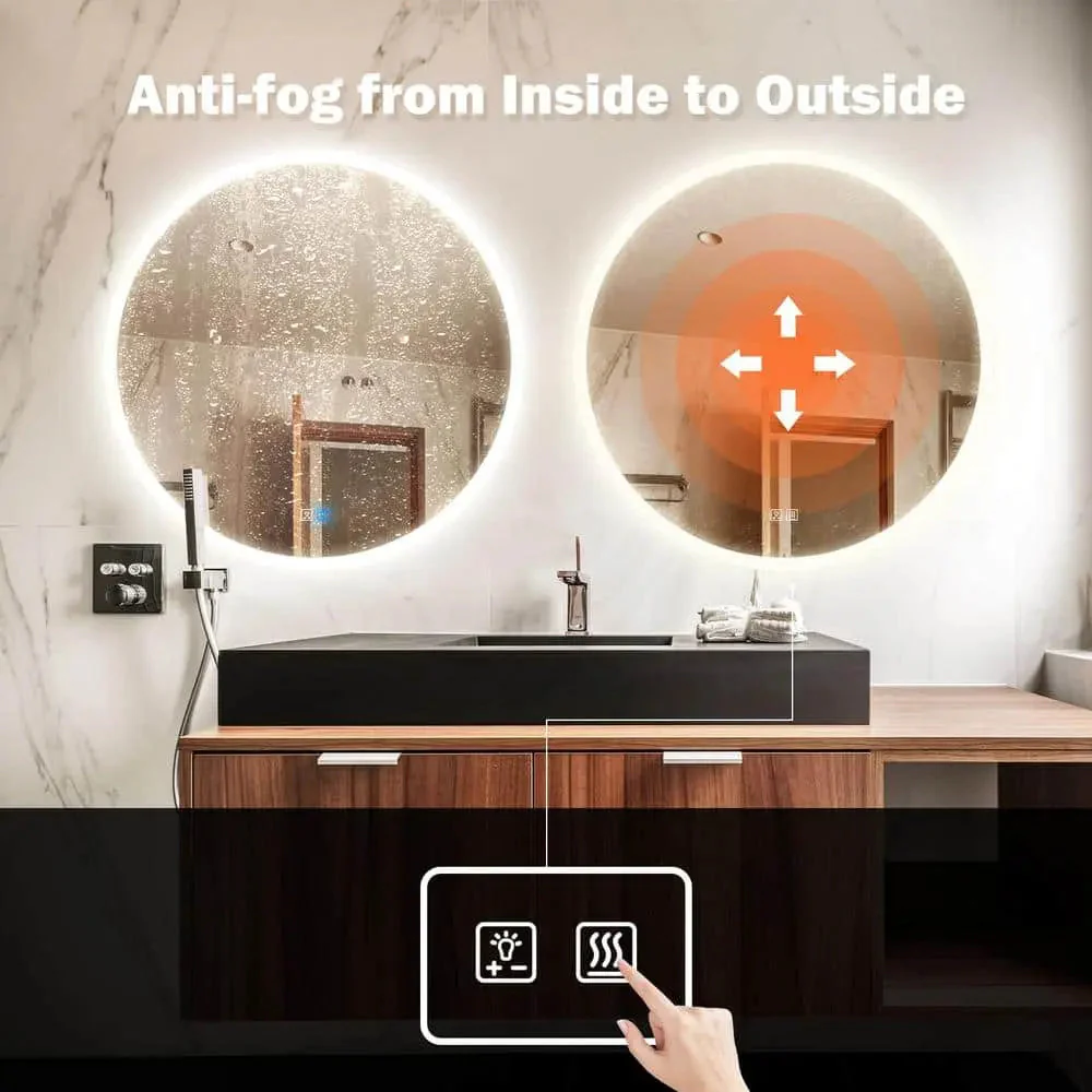 Round Backlit LED Vanity Mirrors With Dimmable Lights - Image 5
