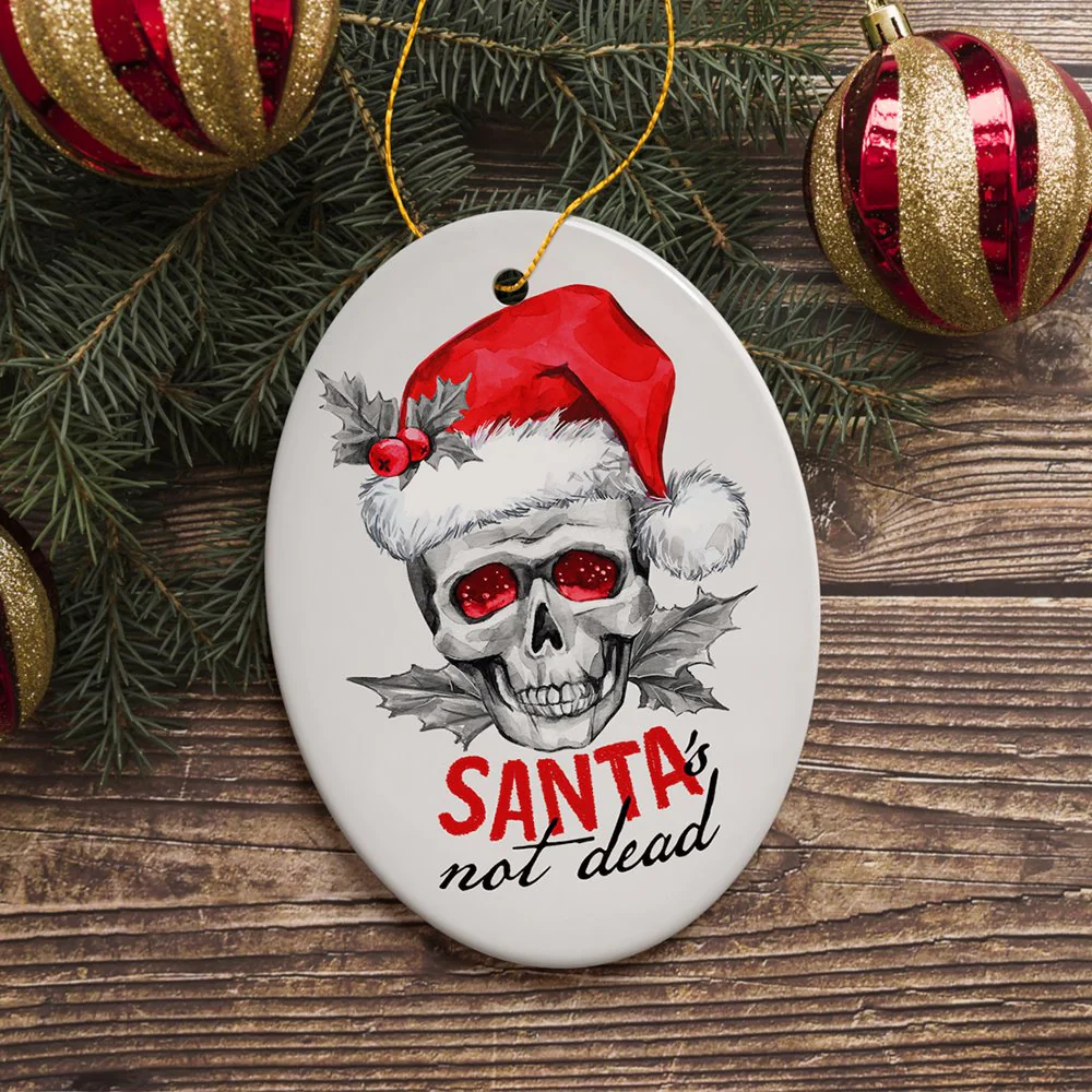 Santa is Not Dead Skull Christmas Ornament by OrnamentallyYou - Image 3