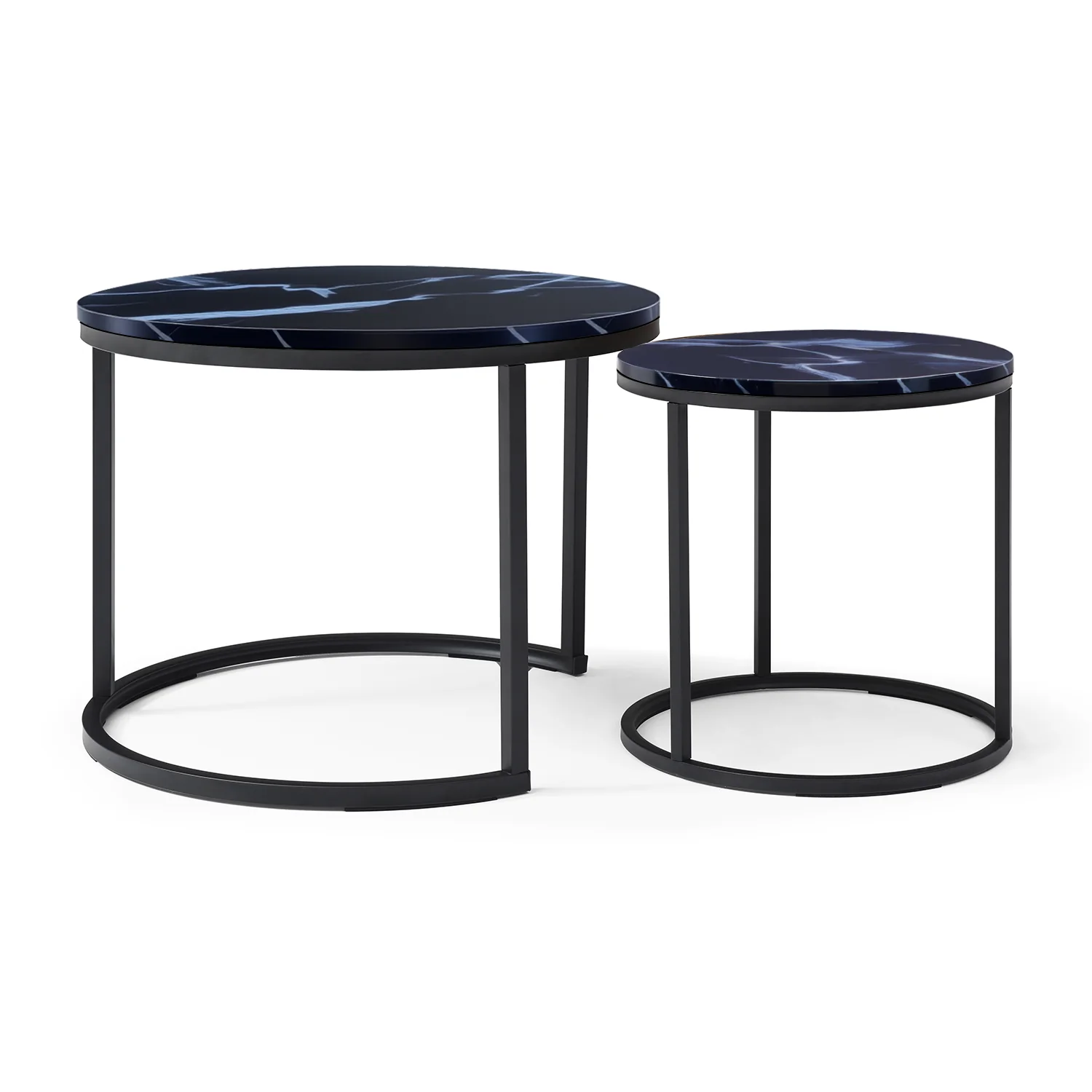 Set 2 Coffee Table Black Top - Image 7