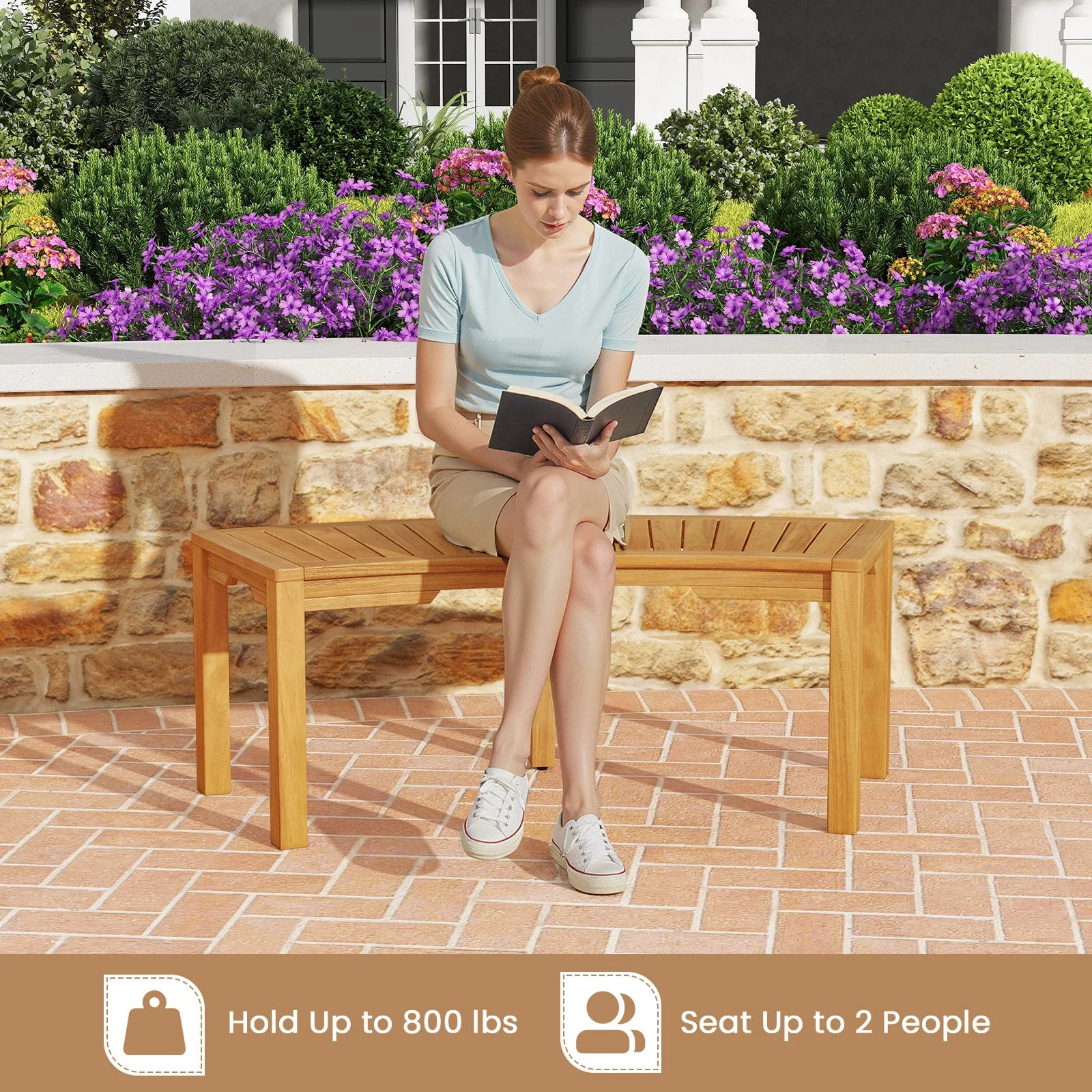 Set of 7 Outdoor Curved Garden Bench, 2-Person - Image 6