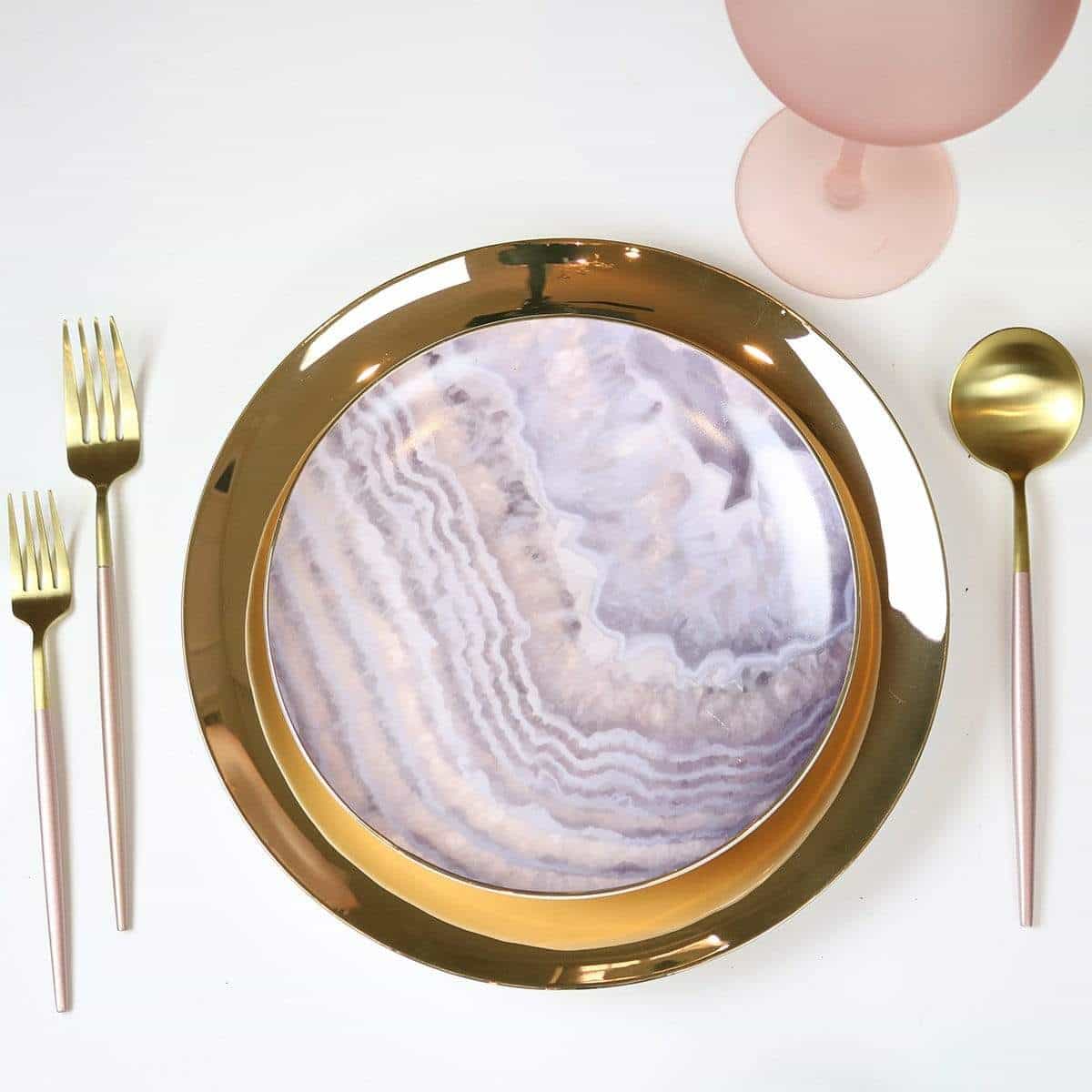Shiny Wide Gold Rim Dinner Plate - Set of 4 - Image 3