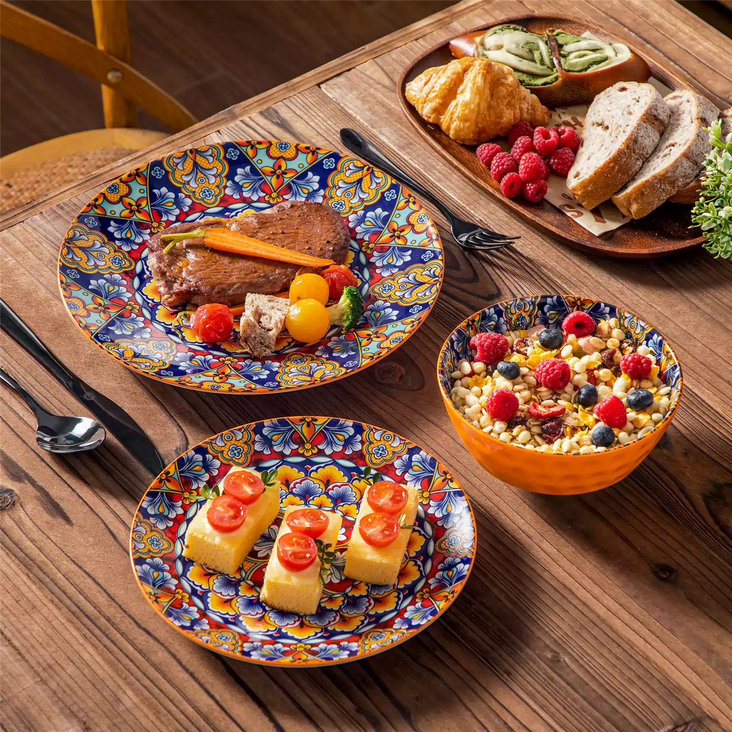Simi 12 Piece Dinnerware Set with Front-Only Pattern - Image 13