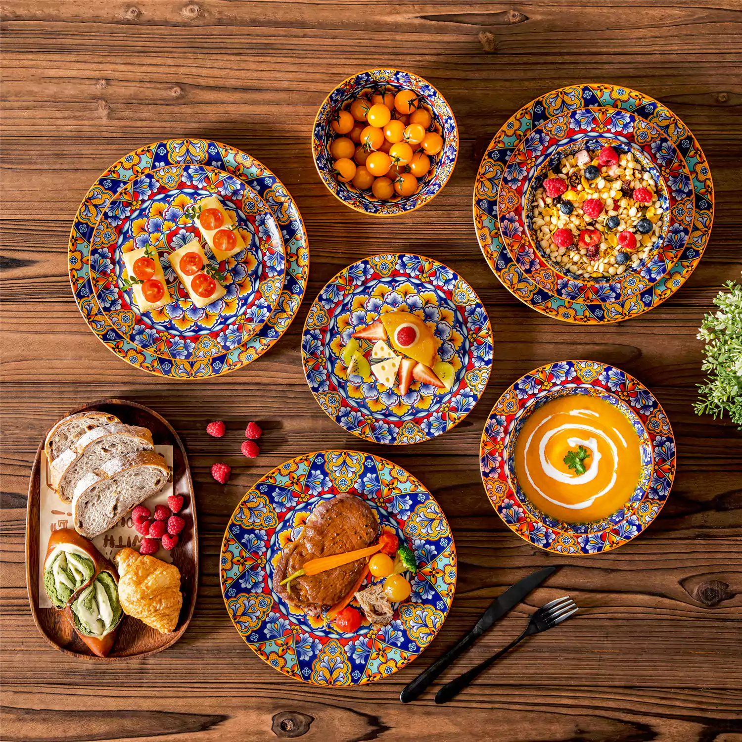 Simi 12 Piece Dinnerware Set with Front-Only Pattern - Image 17
