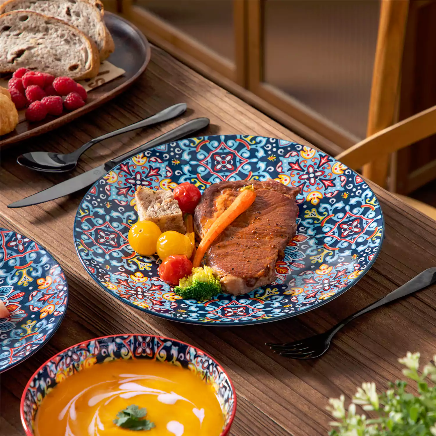 Simi 12 Piece Dinnerware Set with Front-Only Pattern - Image 28