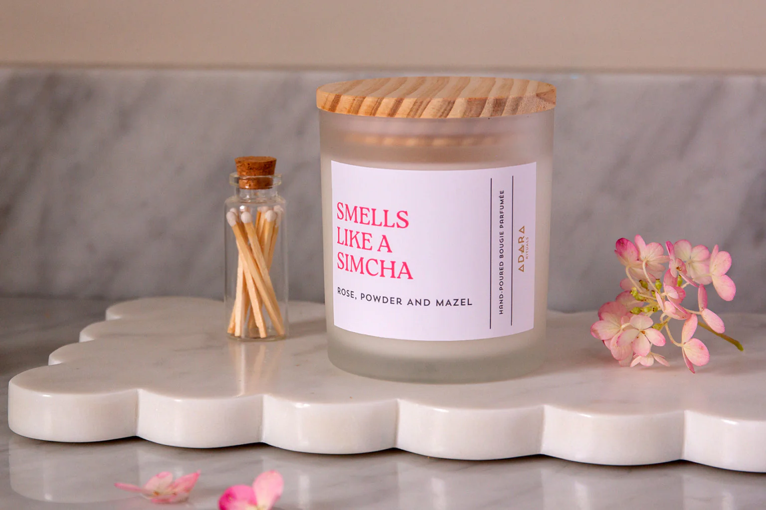 Smells Like A Simcha - Rose, Powder, and Mazel Scented Candle - Image 2