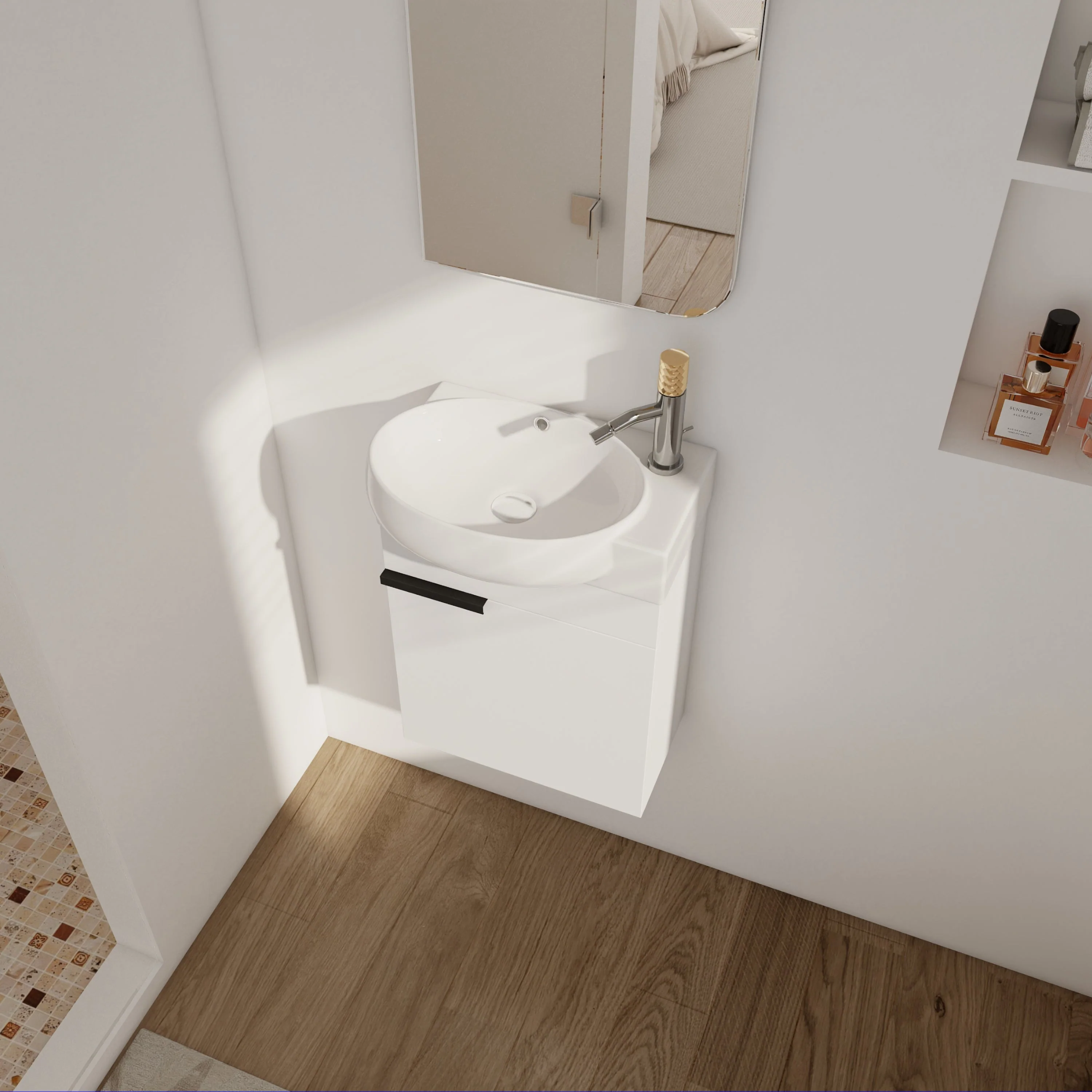 Bathroom Vanity With Sink, 16 Inch, for Small Bathroom - Image 4