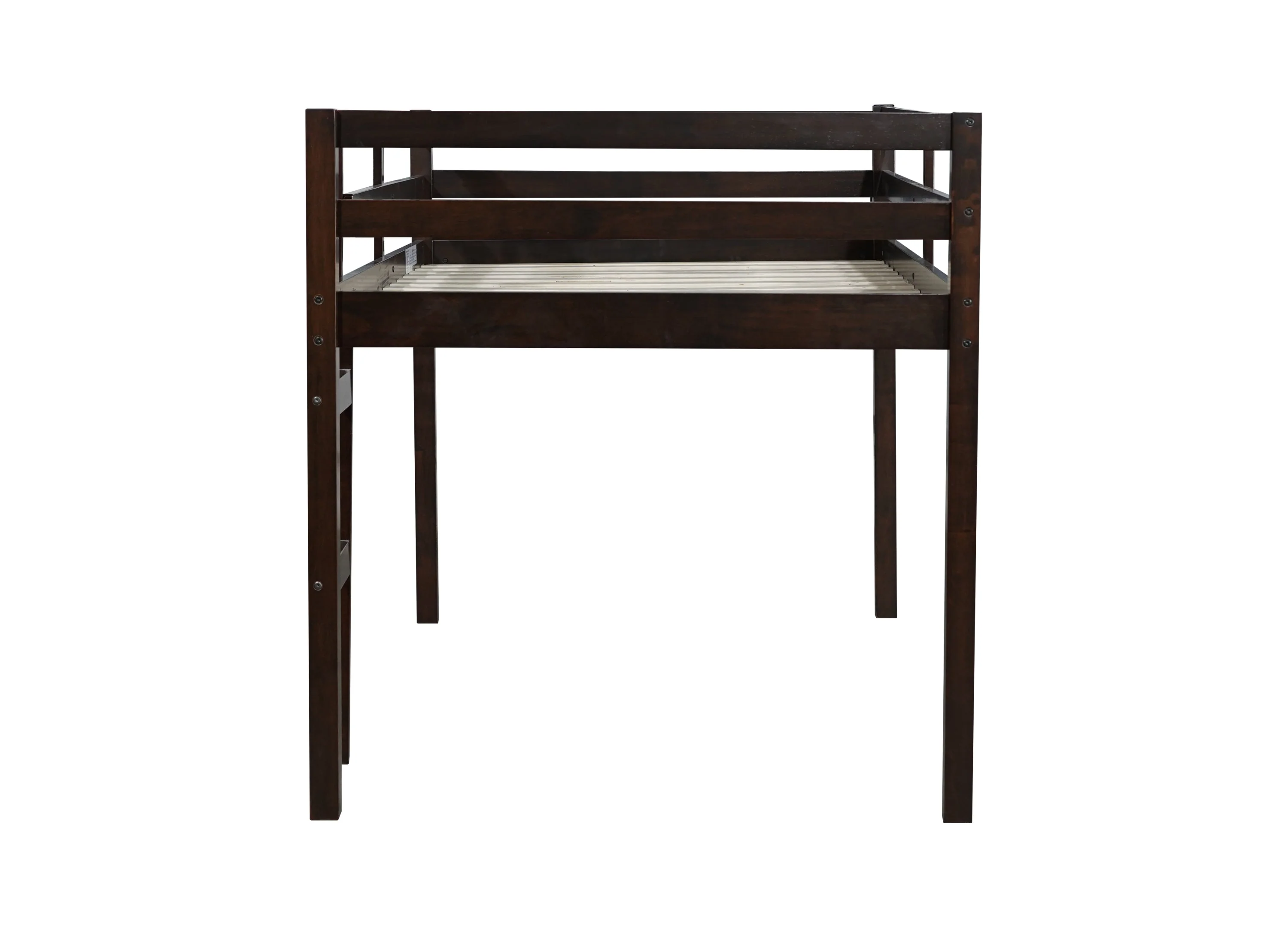 Solid Wooden, Rubber Wooden Twin Loft Bed with Ladder, Espresso - Image 11