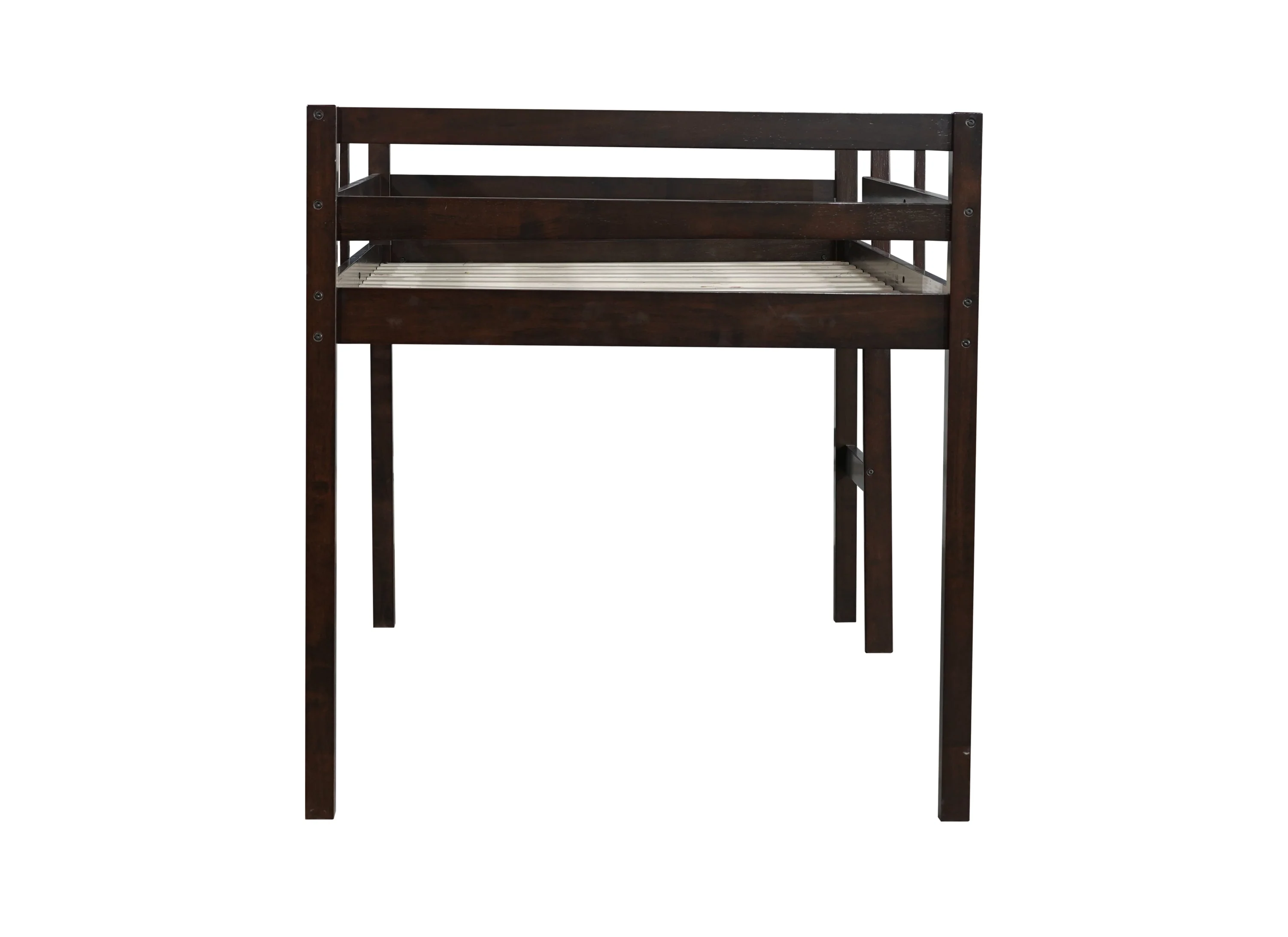 Solid Wooden, Rubber Wooden Twin Loft Bed with Ladder, Espresso - Image 12