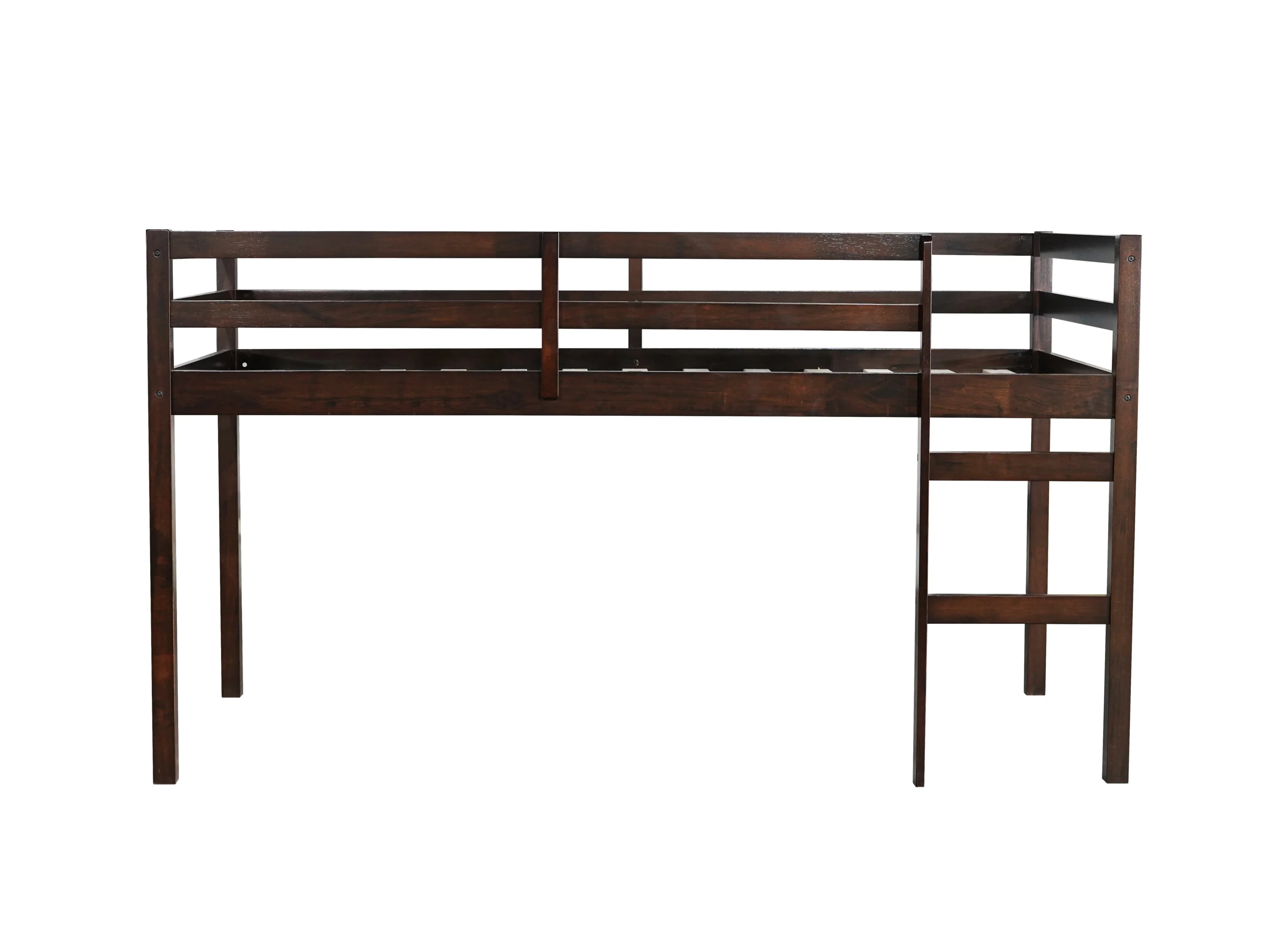 Solid Wooden, Rubber Wooden Twin Loft Bed with Ladder, Espresso - Image 15