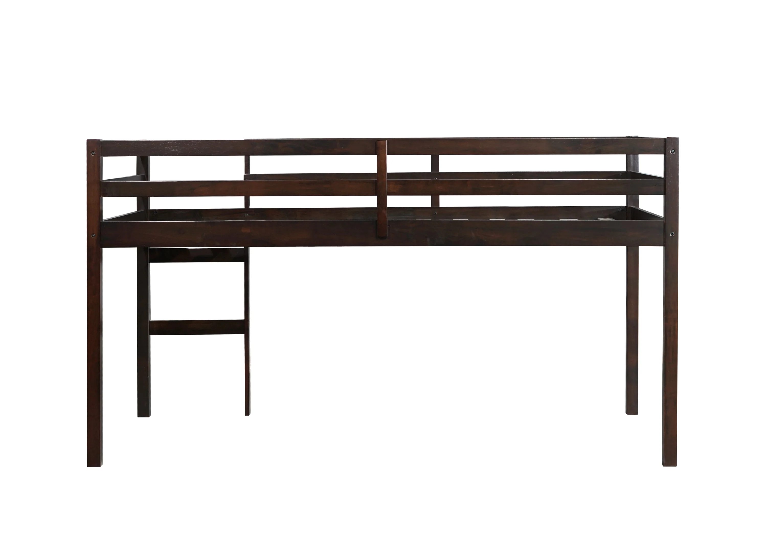 Solid Wooden, Rubber Wooden Twin Loft Bed with Ladder, Espresso - Image 16