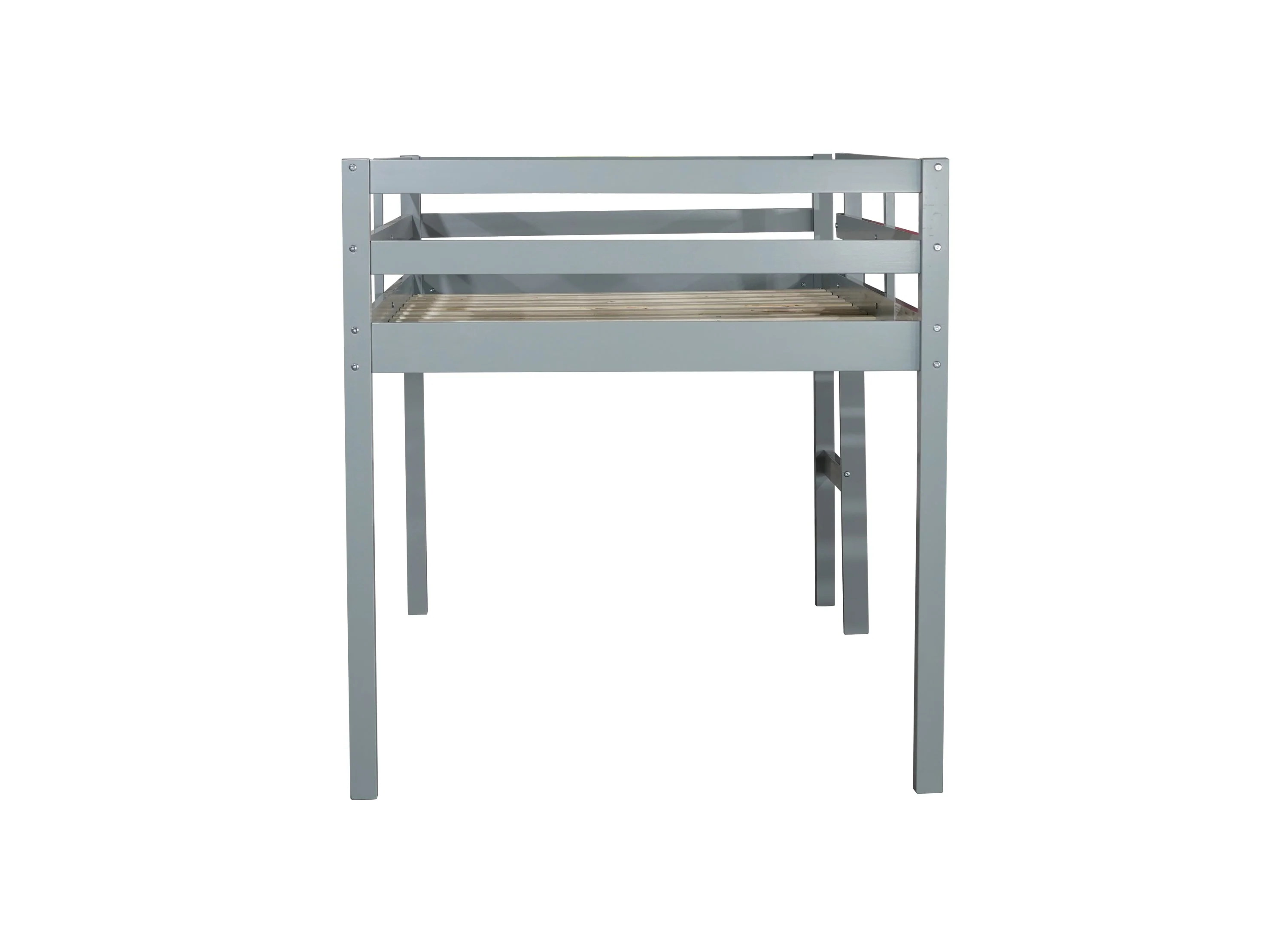 Solid Wooden, Rubber Wooden Twin Loft Bed with Ladder, Grey - Image 14