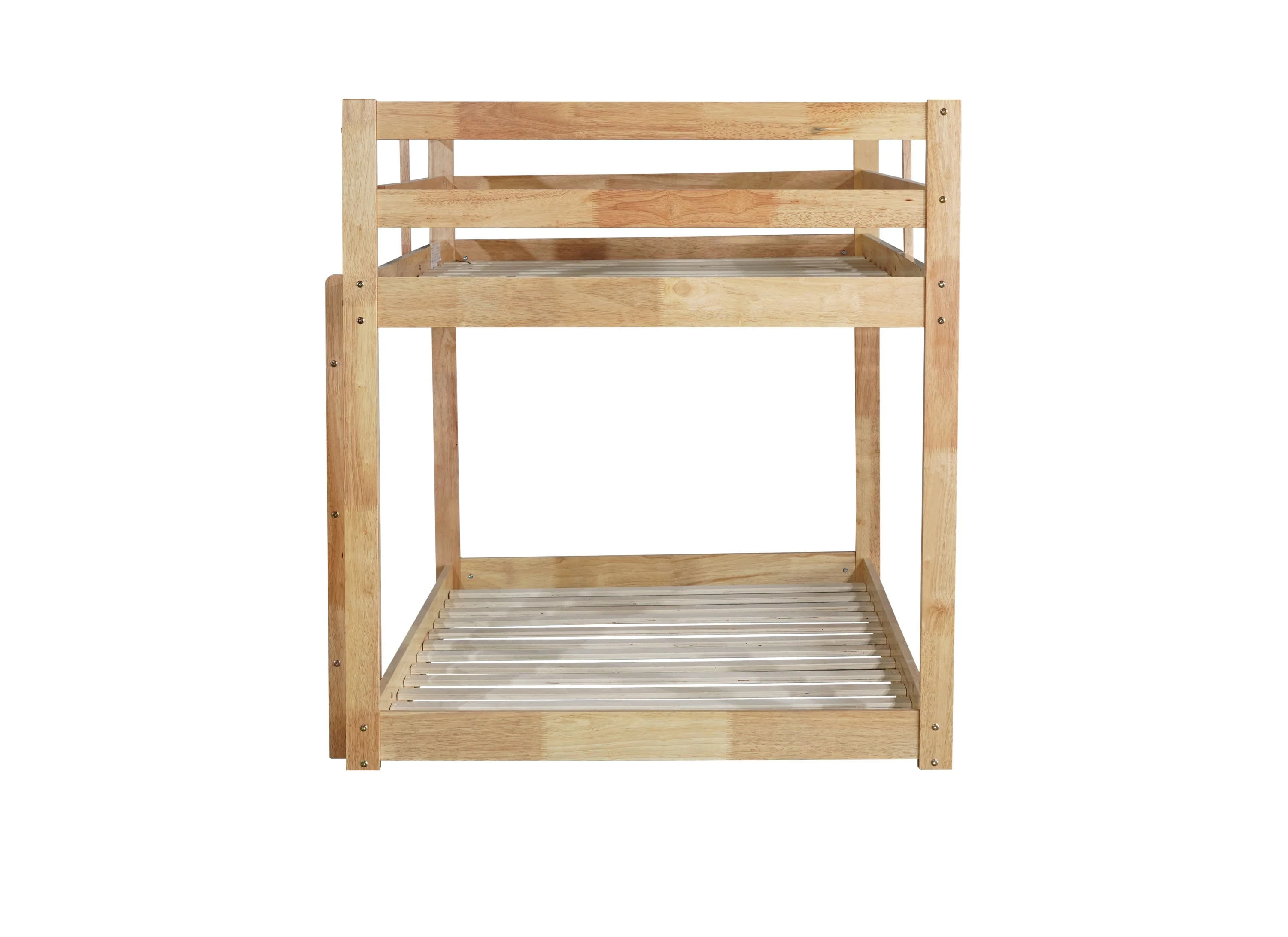 Solid Rubber Wooden Twin-Over-Twin Loft Bed with Ladder, Natural - Image 12