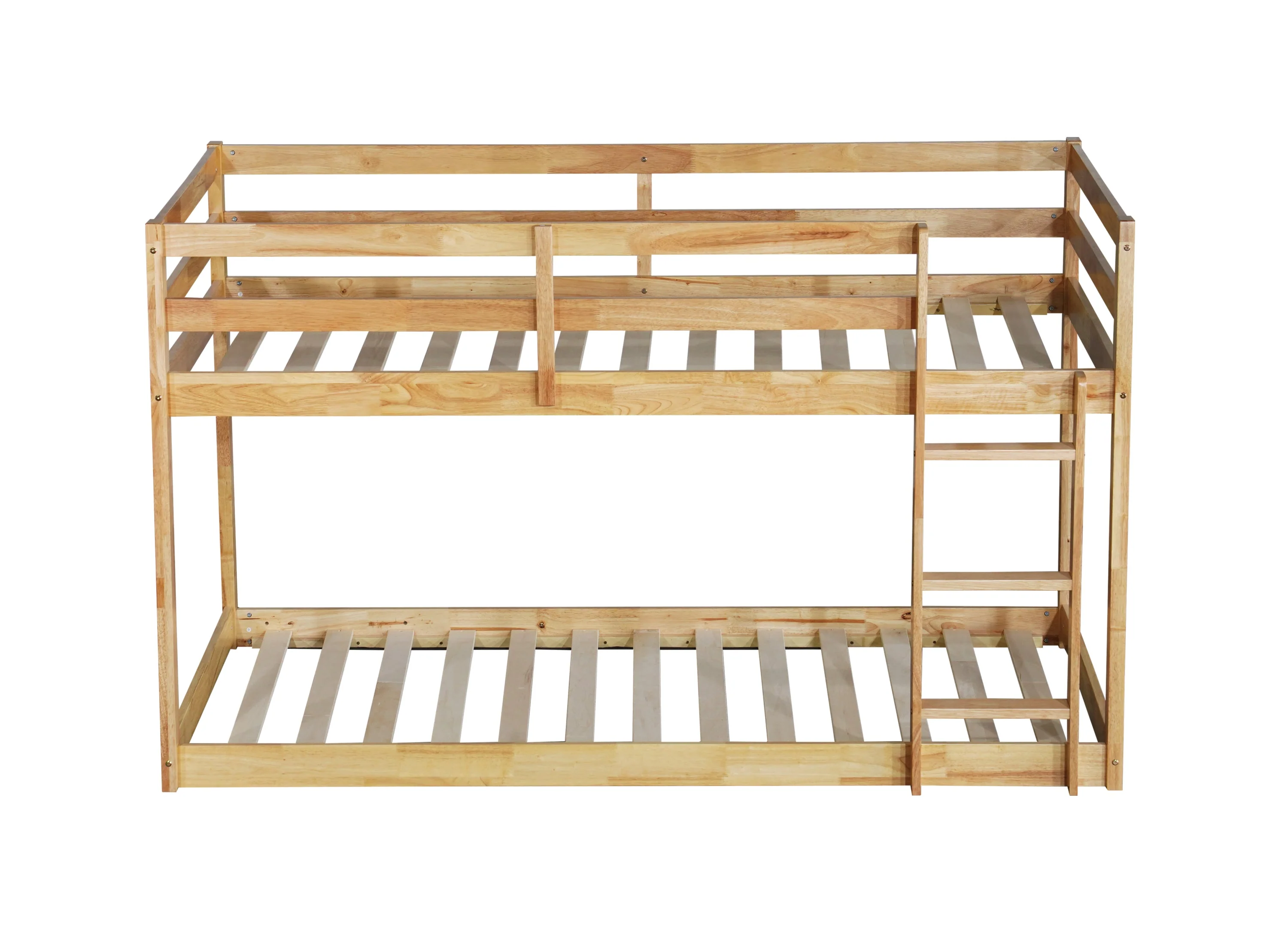 Solid Rubber Wooden Twin-Over-Twin Loft Bed with Ladder, Natural - Image 19