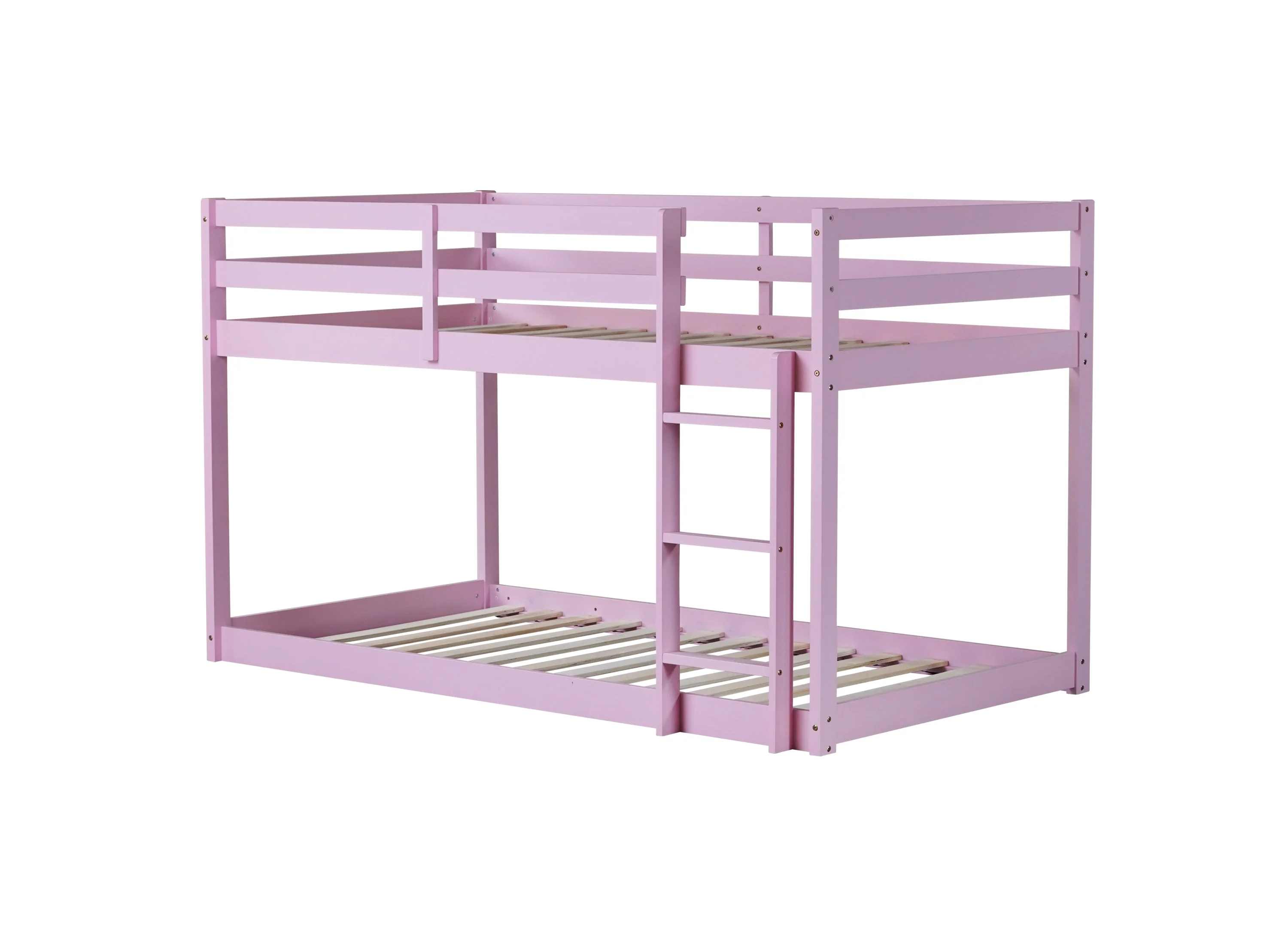 Solid Wooden, Twin over Twin Loft Bed with Ladder - Pink - Image 20
