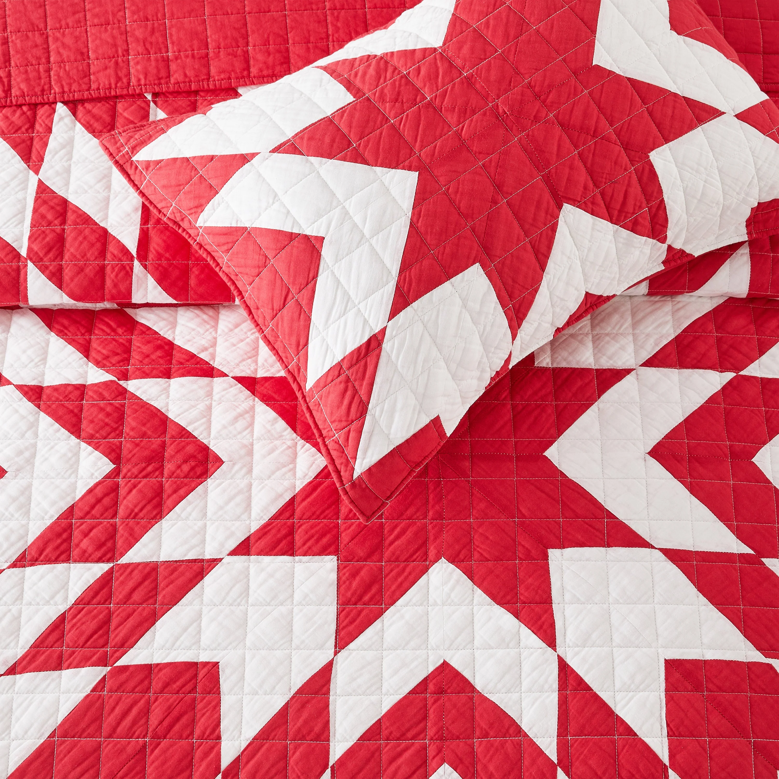 Star Patch Patchwork Cotton Quilt Set - Image 18
