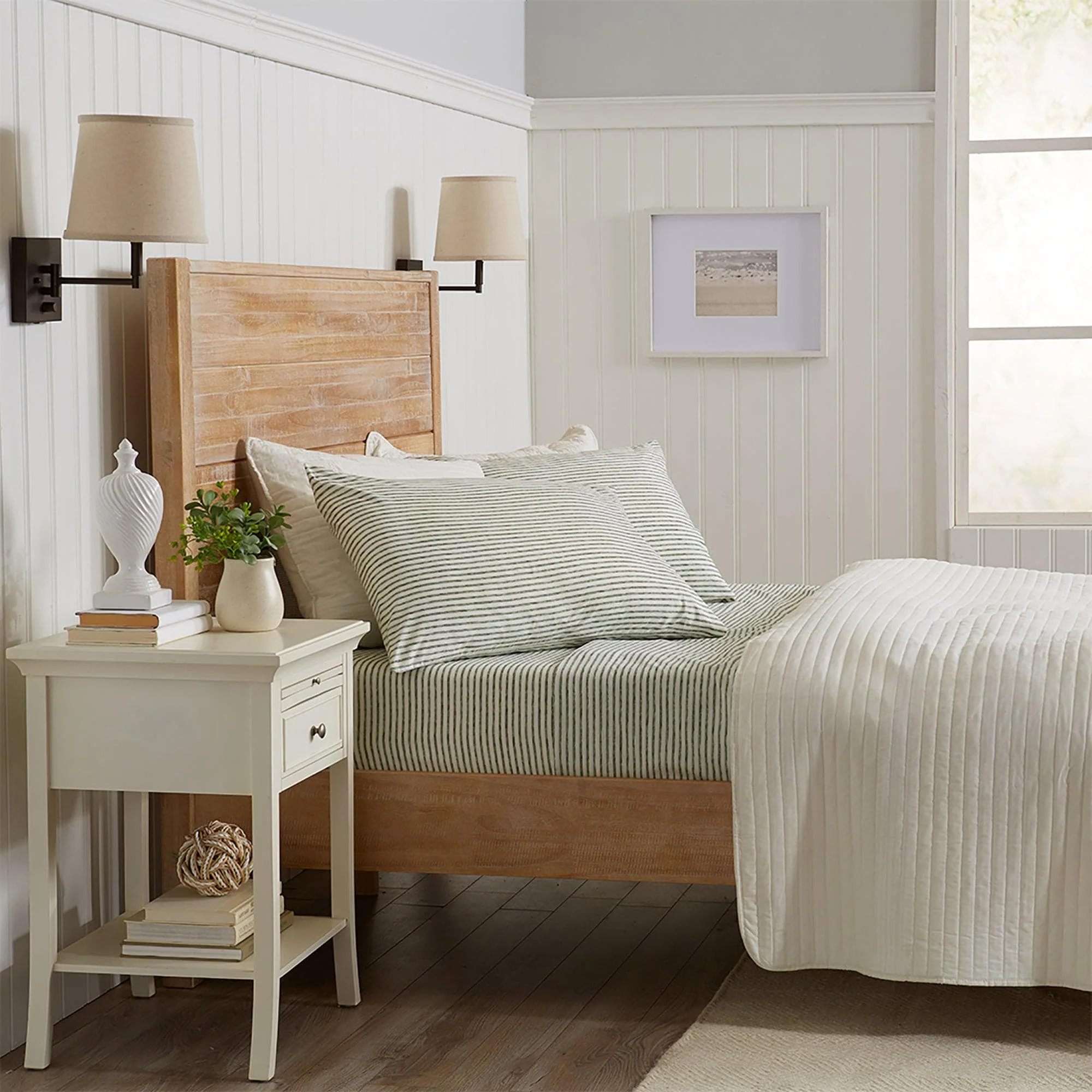Striped Microfiber Sheet Set - Evette Collection - Image 20