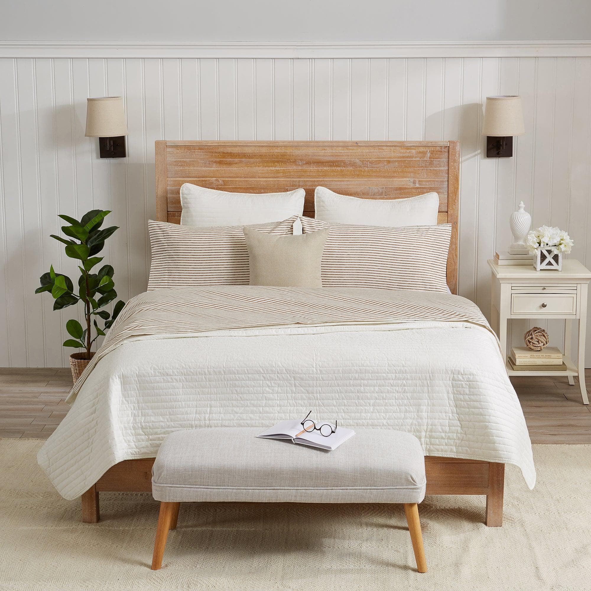 Striped Microfiber Sheet Set - Evette Collection - Image 28