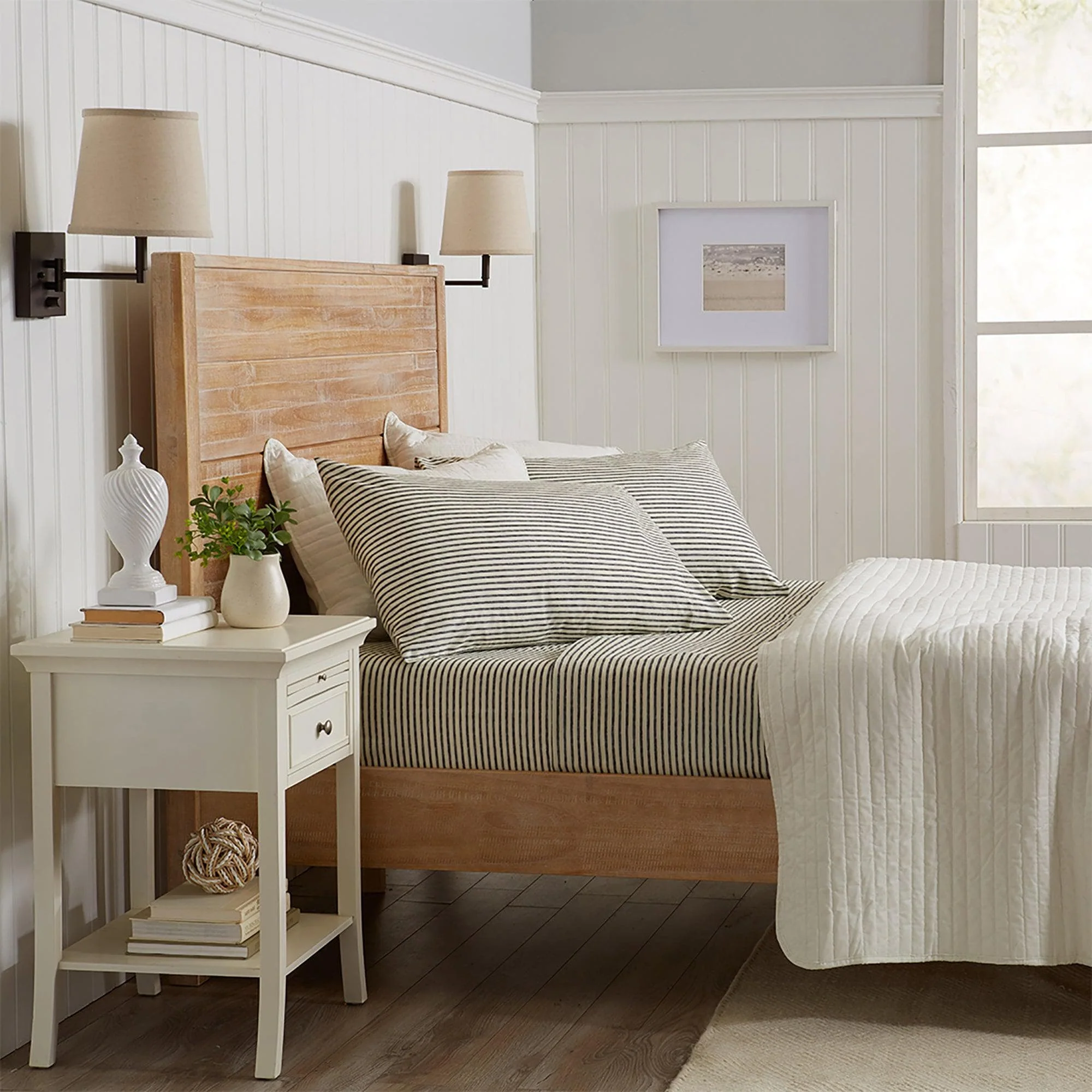 Striped Microfiber Sheet Set - Evette Collection - Image 35