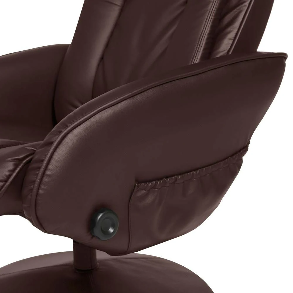 Brown Faux Leather Electric Recliner Chair w/ Ottoman - Image 4