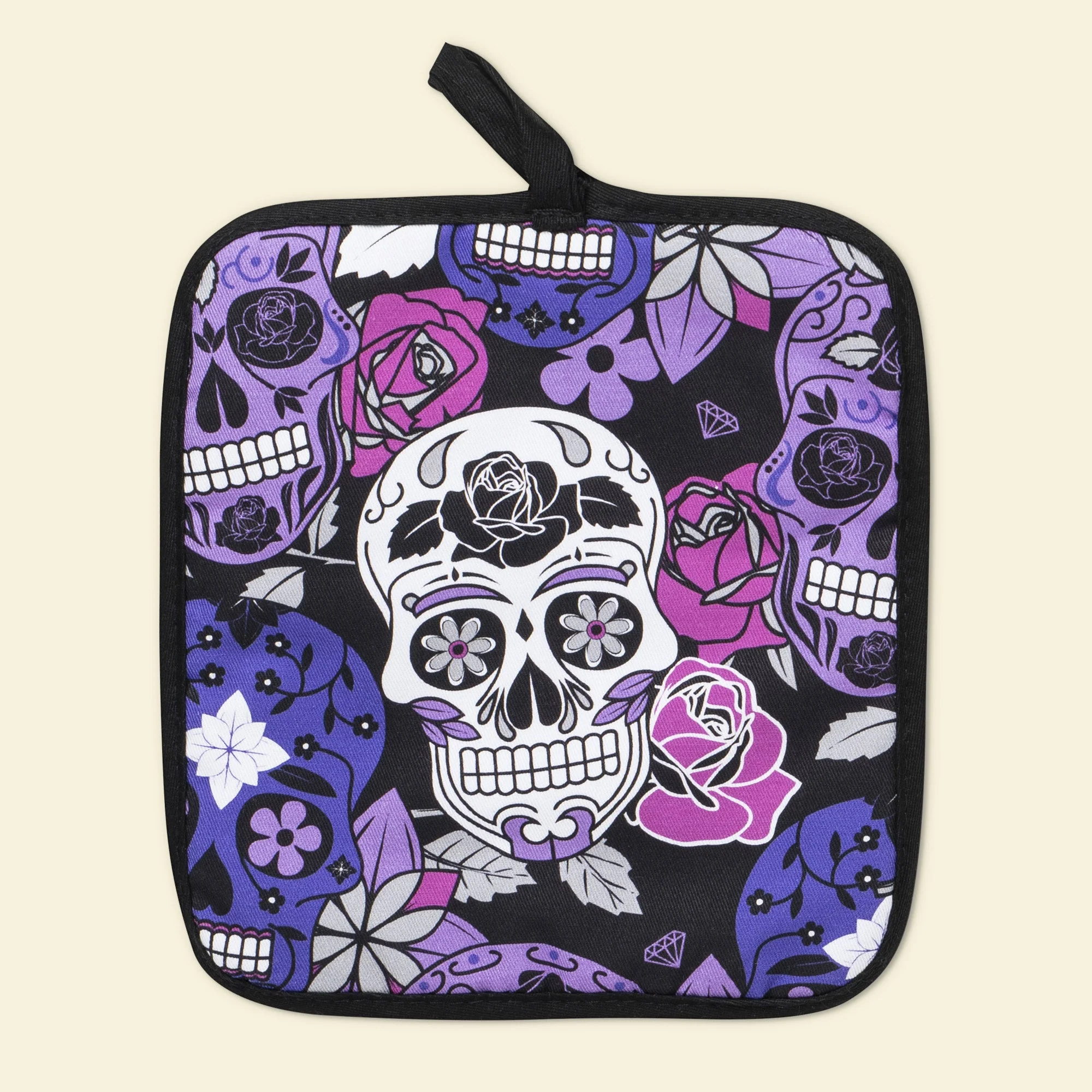 Sugar Skull Purple Oven Mitts And Potholder Set - Image 4