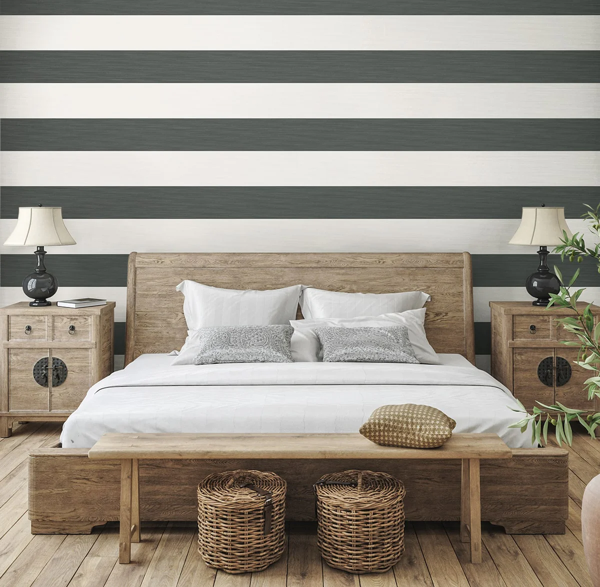 Summer House Dylan Striped Stringcloth Unpasted Wallpaper - Image 16