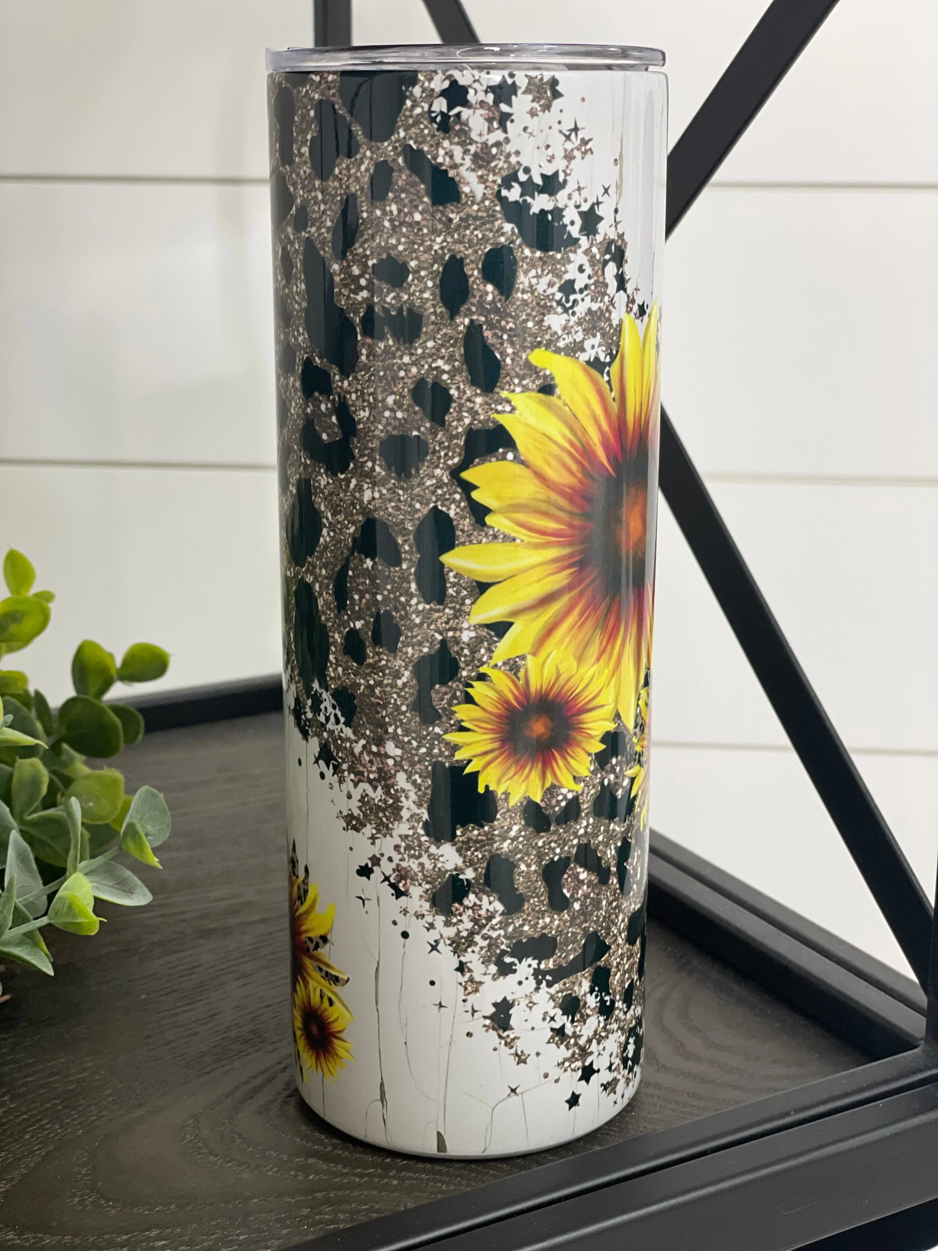 Sunflower Leopard 20oz Skinny Tumbler - Image 3