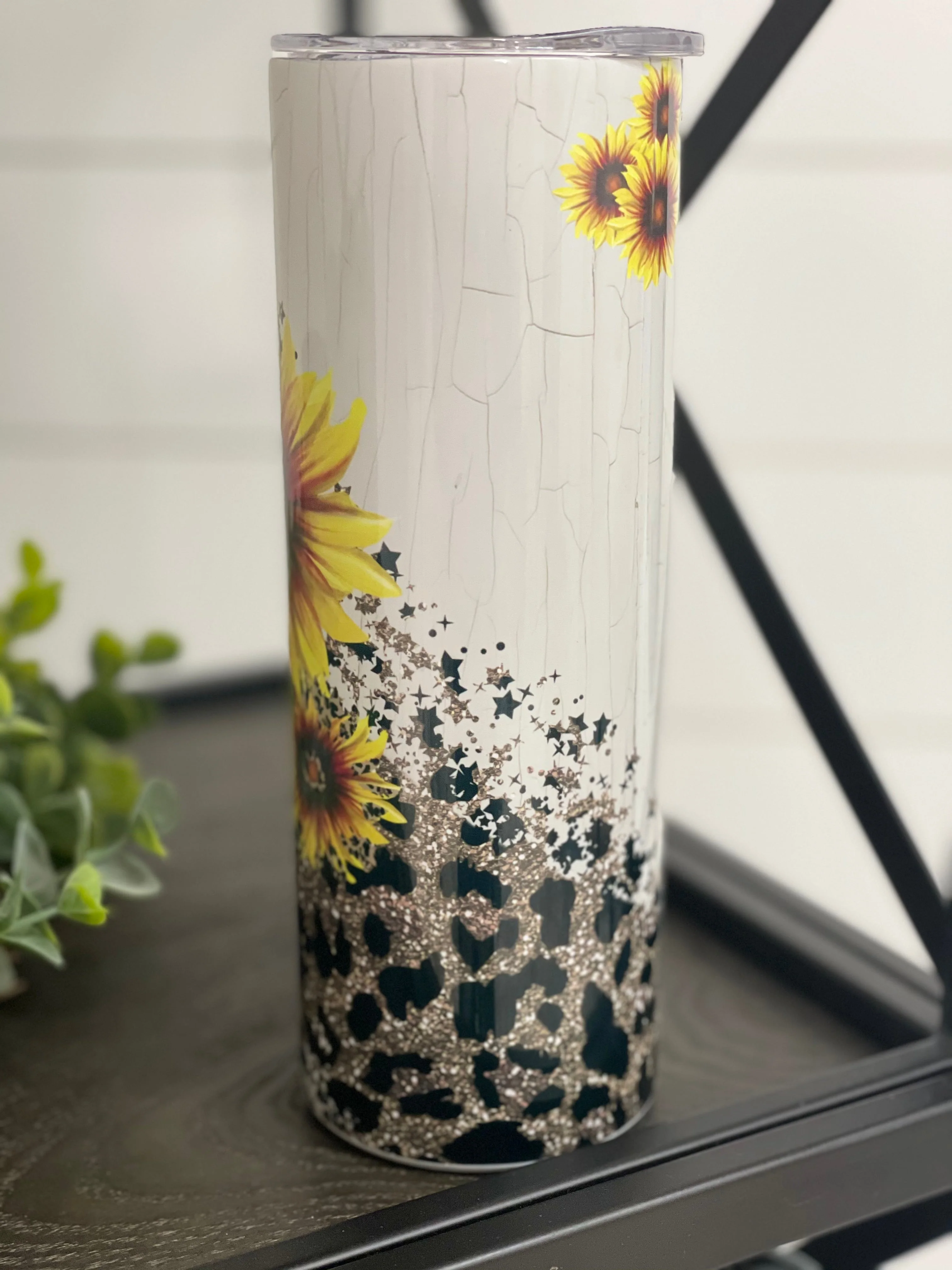 Sunflower Leopard 20oz Skinny Tumbler - Image 4
